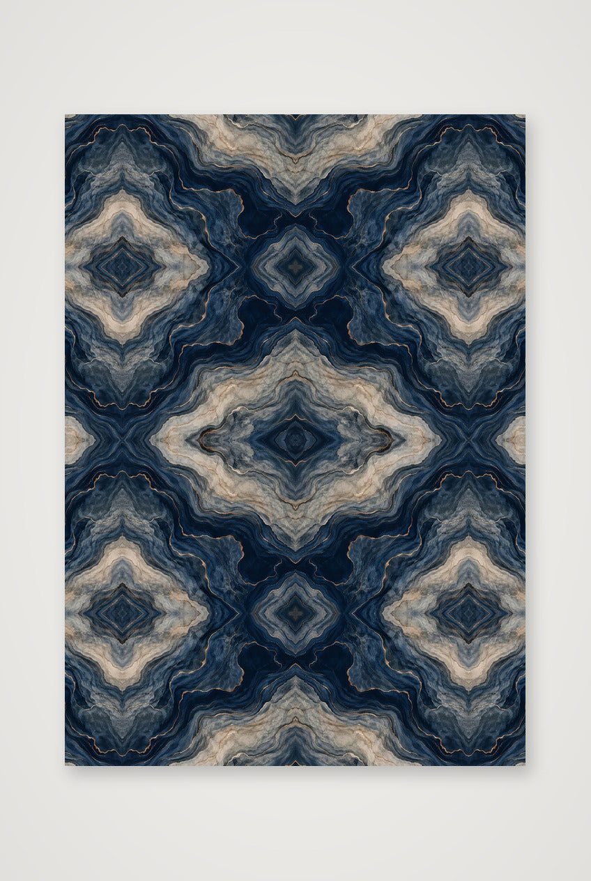 Indigo Agate Marble Water and Mineral — A4 (21×30cm, 8×12") Print only