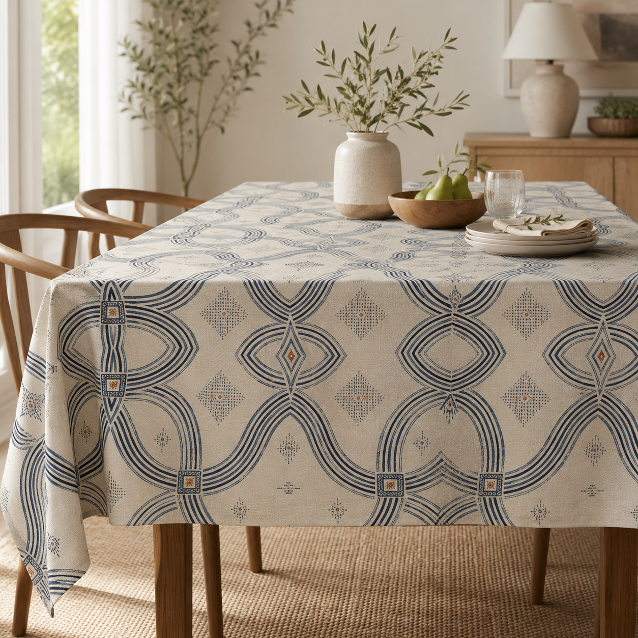 Zebra Rhythm – Indigo Weave – Tablecloth