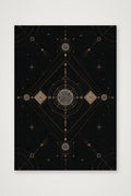 Black and Gold Sacred Geometry Wall Art, Celestial Giclée Print — Elemental Axis — A4 (21×30cm, 8×12") Print only
