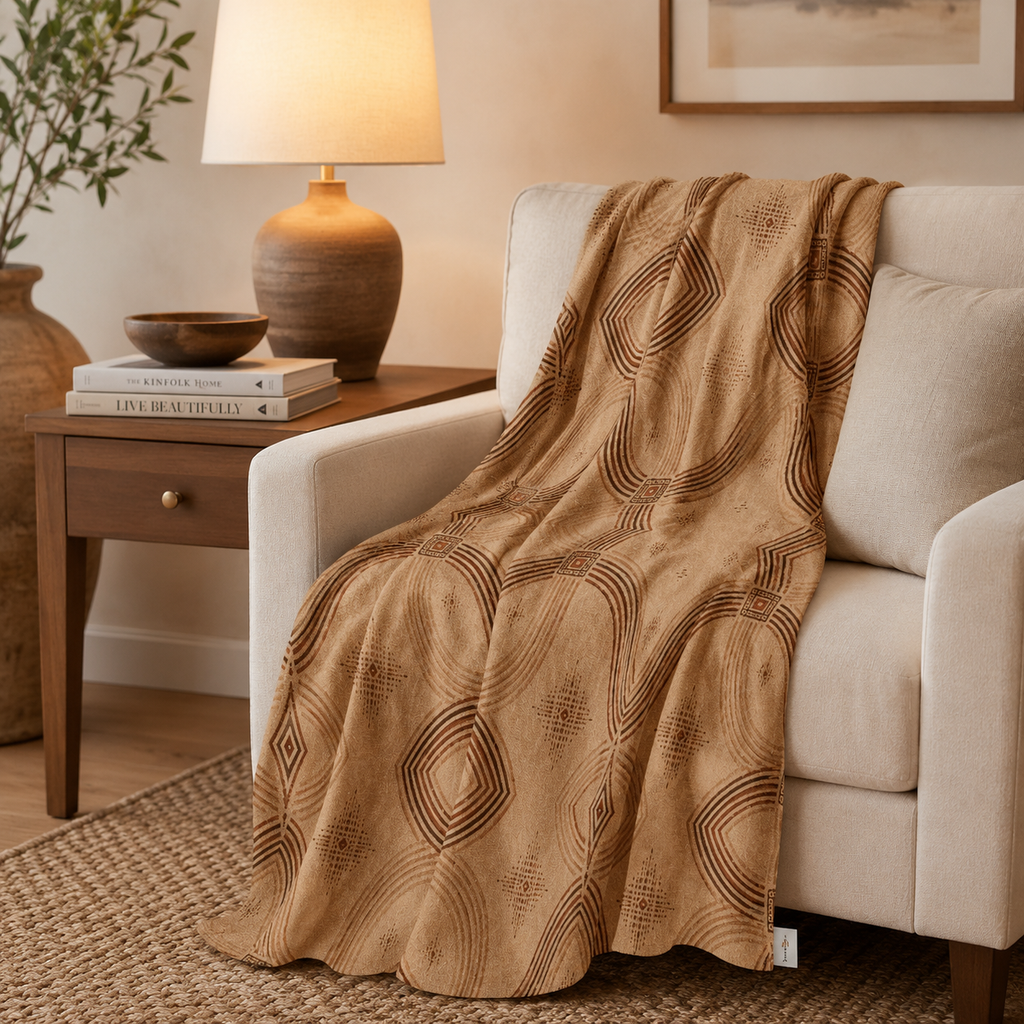 Zebra Rhythm Terracotta Junction — Luxury Cotton Throw