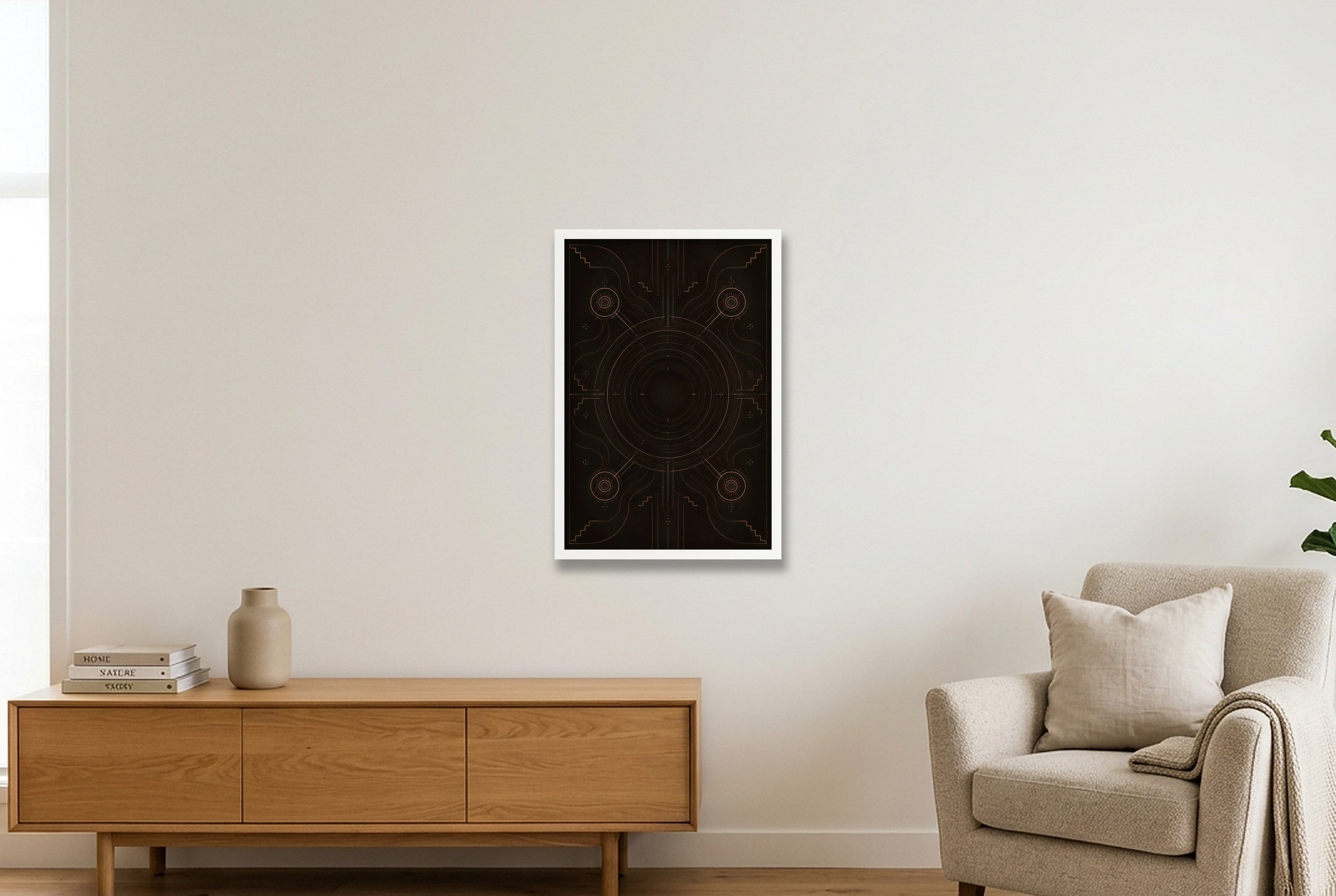 Solar Script Midnight Atlas — 40×60cm, 16×24" White Frame