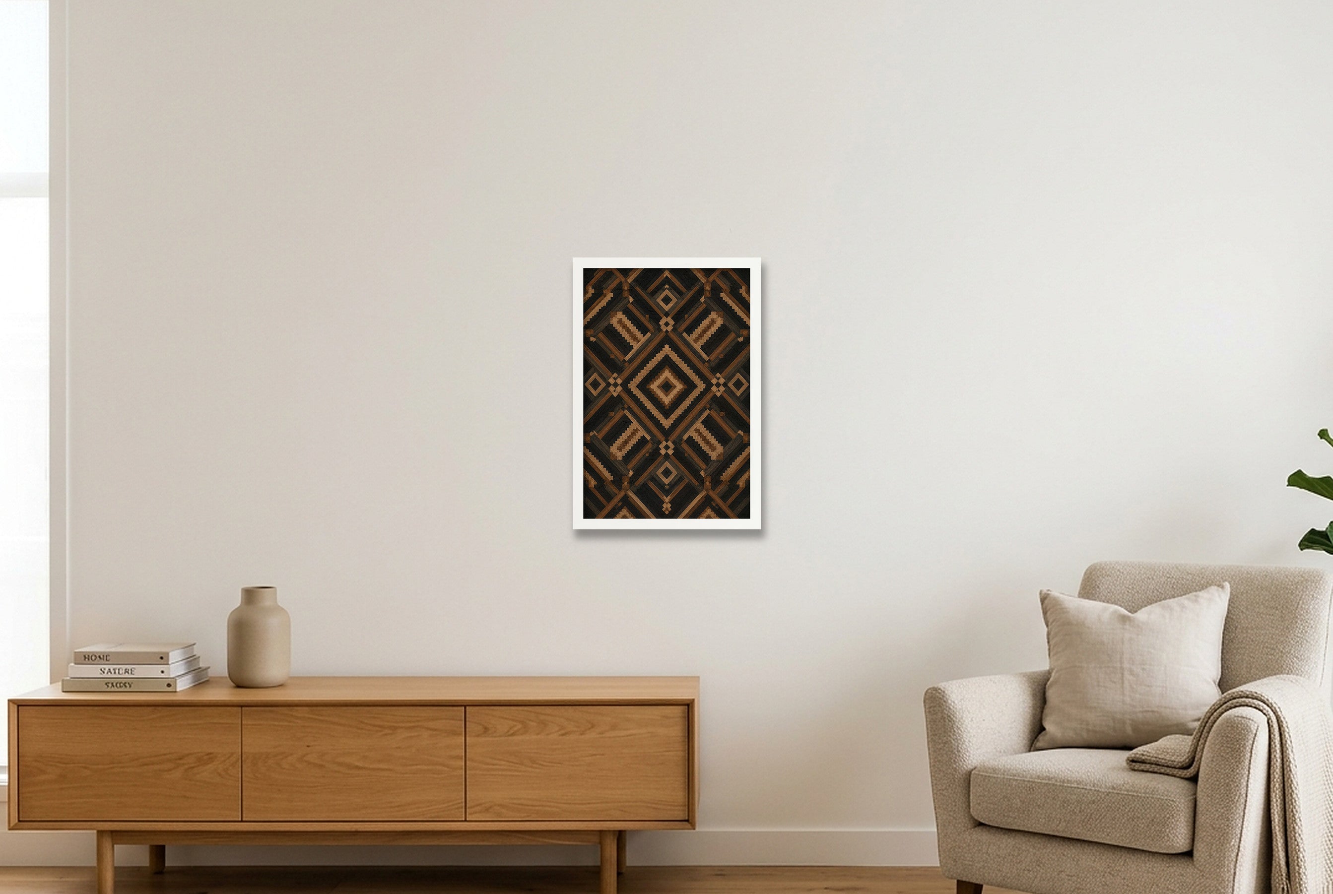 Night Kuba Heritage Weave — 30×45cm, 12×18" White Frame