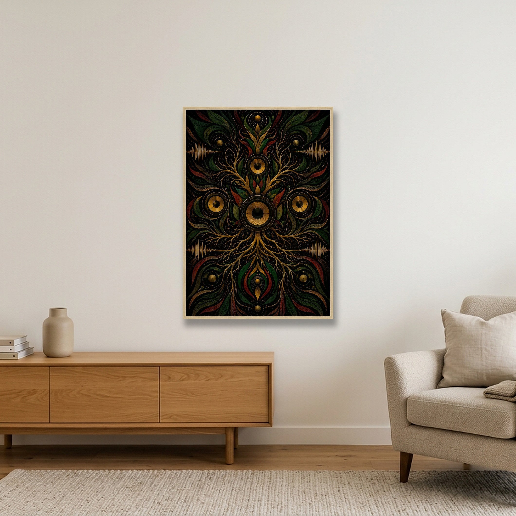Dub Echo Roots Livity — 70×100cm, 28×39" Oak Frame