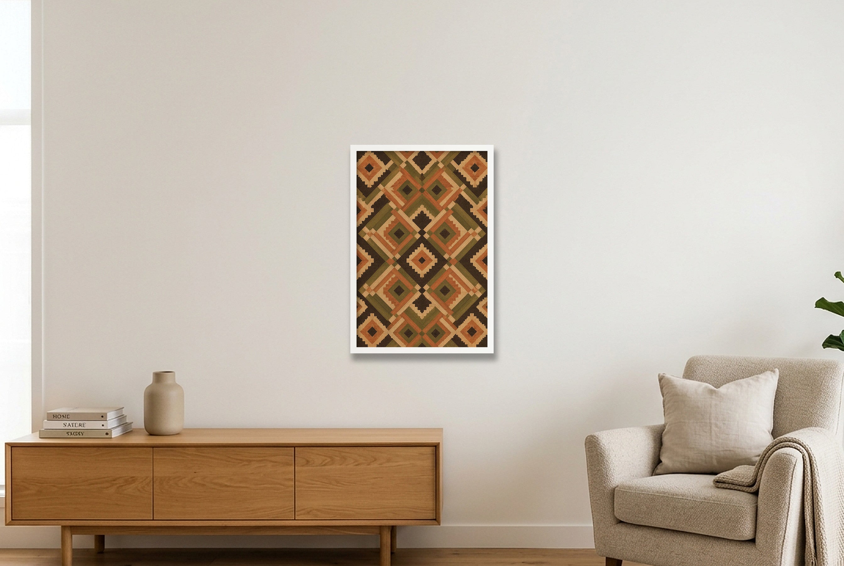 Earth Diamond Heritage Weave — 40×60cm, 16×24" White Frame