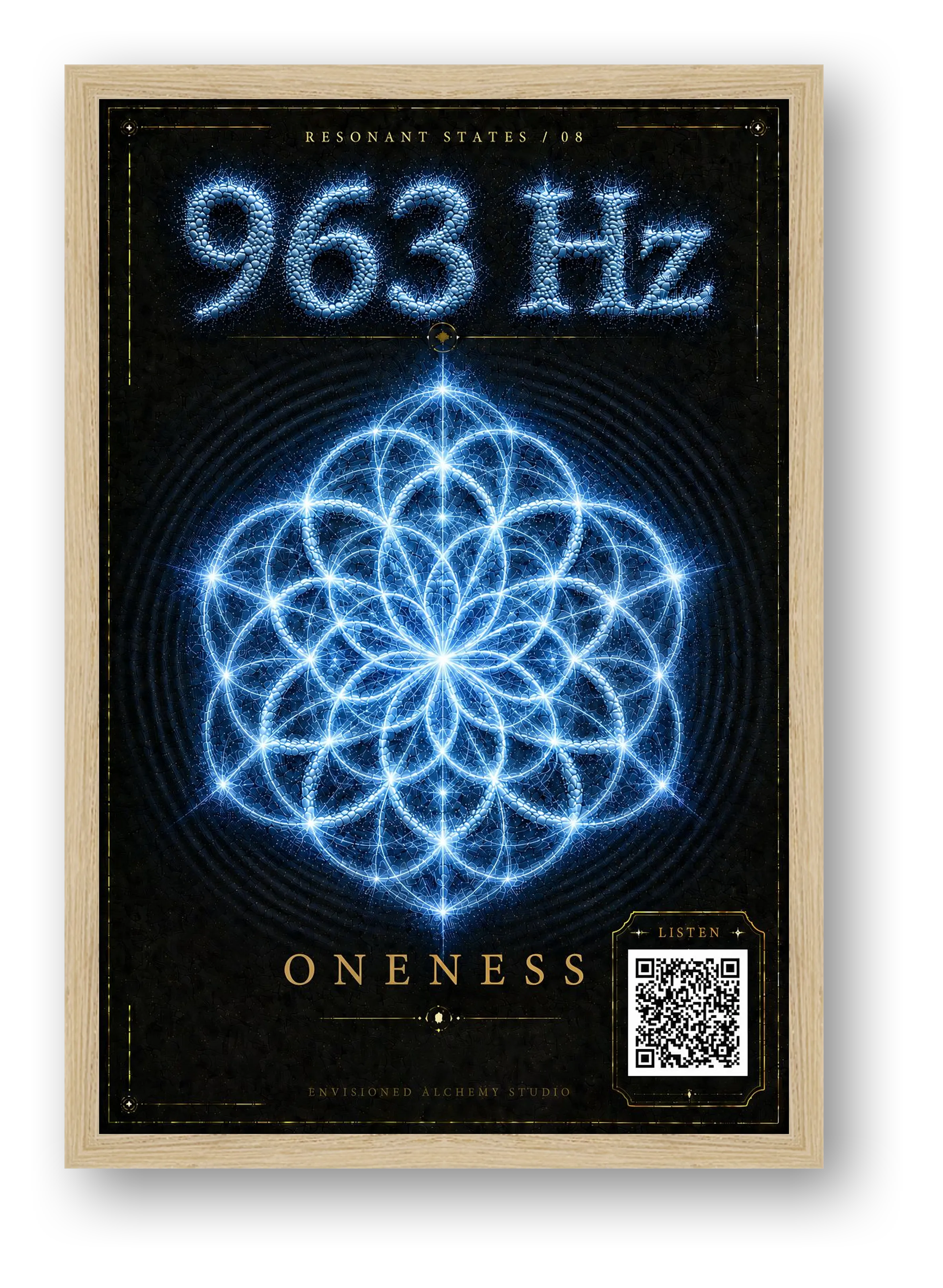 963 Hz Resonant States Frequency Cymatic Fine Art Print — framed