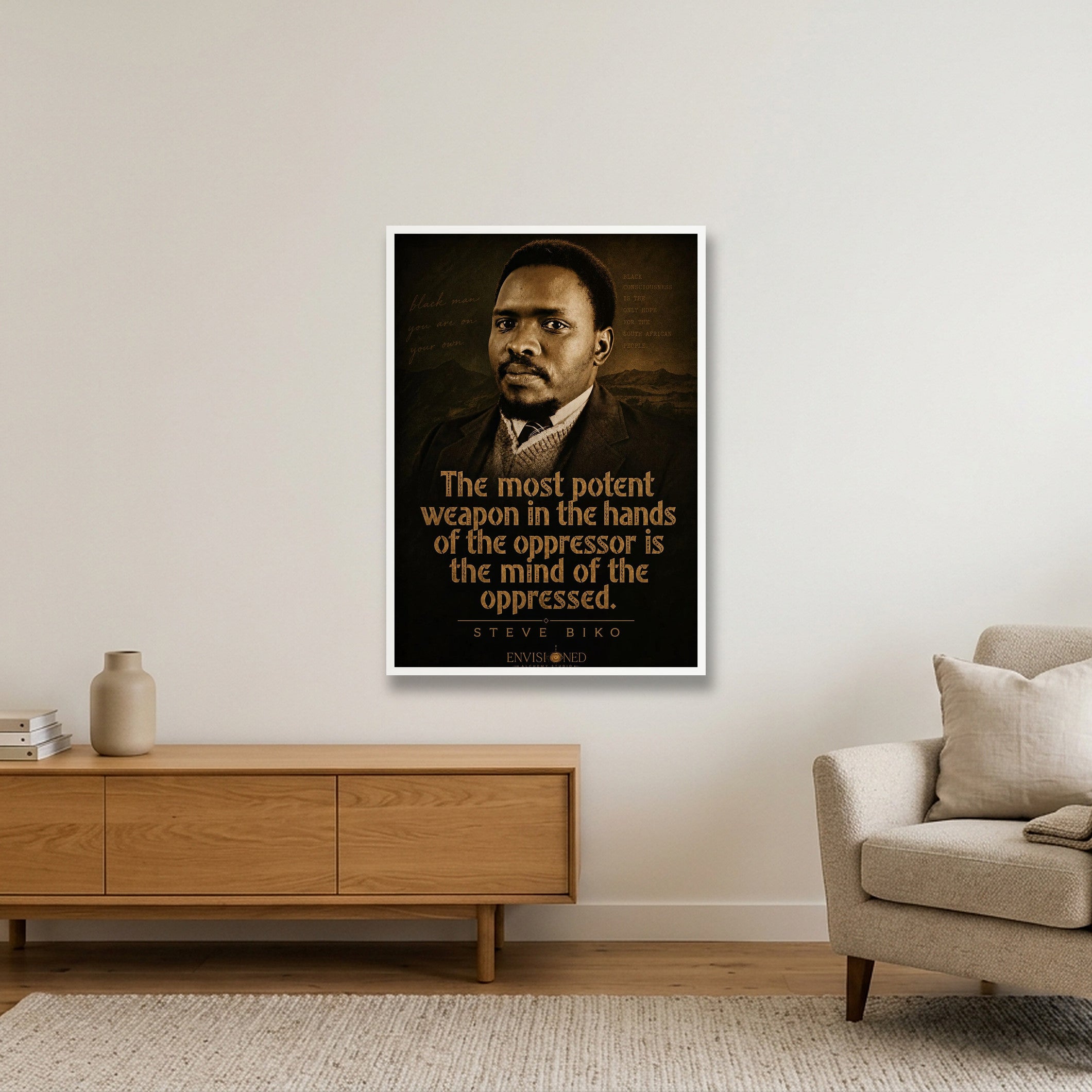 Steve_Biko_Legacy_speaks — 70×100cm, 28×39" White Frame