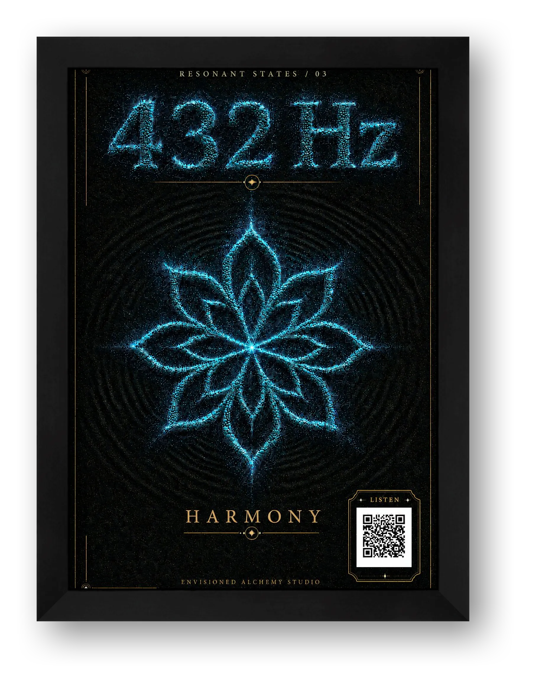 432 Hz Resonant States Frequency Cymatic — framed