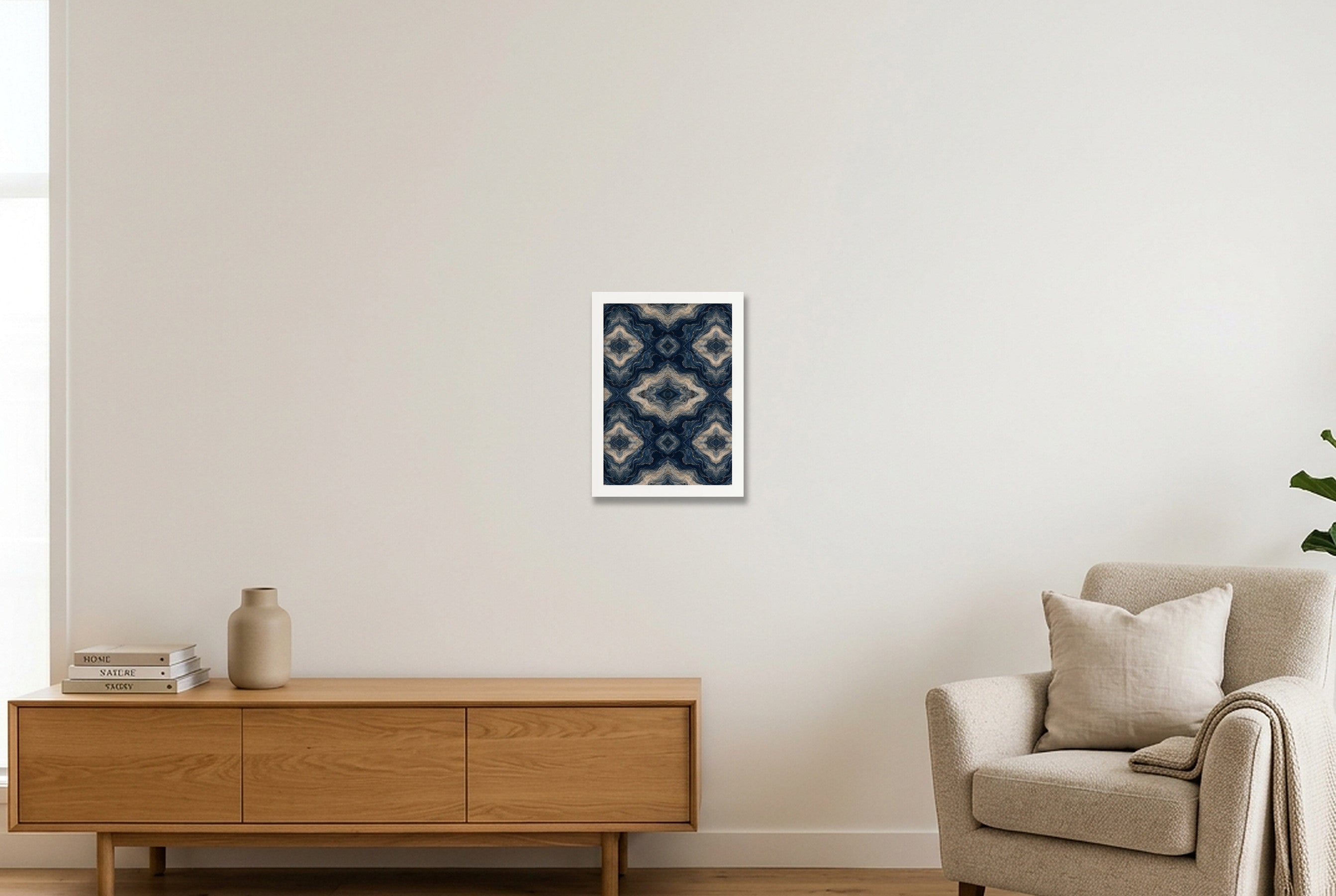 Indigo Agate Marble Water and Mineral — A4 (21×30cm, 8×12") White Frame