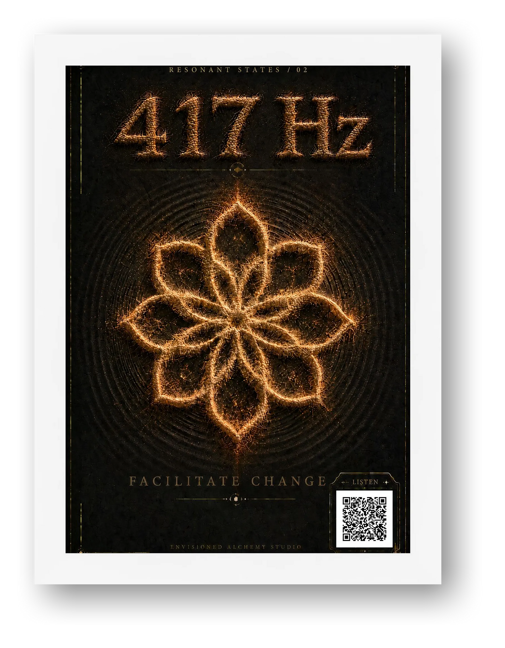 417 Hz Resonant States — Frequency Cymatic Fine Art Print — framed