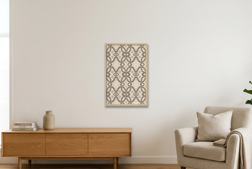 Zebra Rhythm Monochrome Loom — 40×60cm, 16×24" Oak Frame