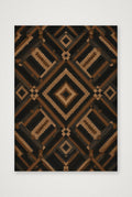 Kuba-Inspired African Wall Art, Black and Copper Geometric Giclée Print — Night Kuba — A4 (21×30cm, 8×12") Print only