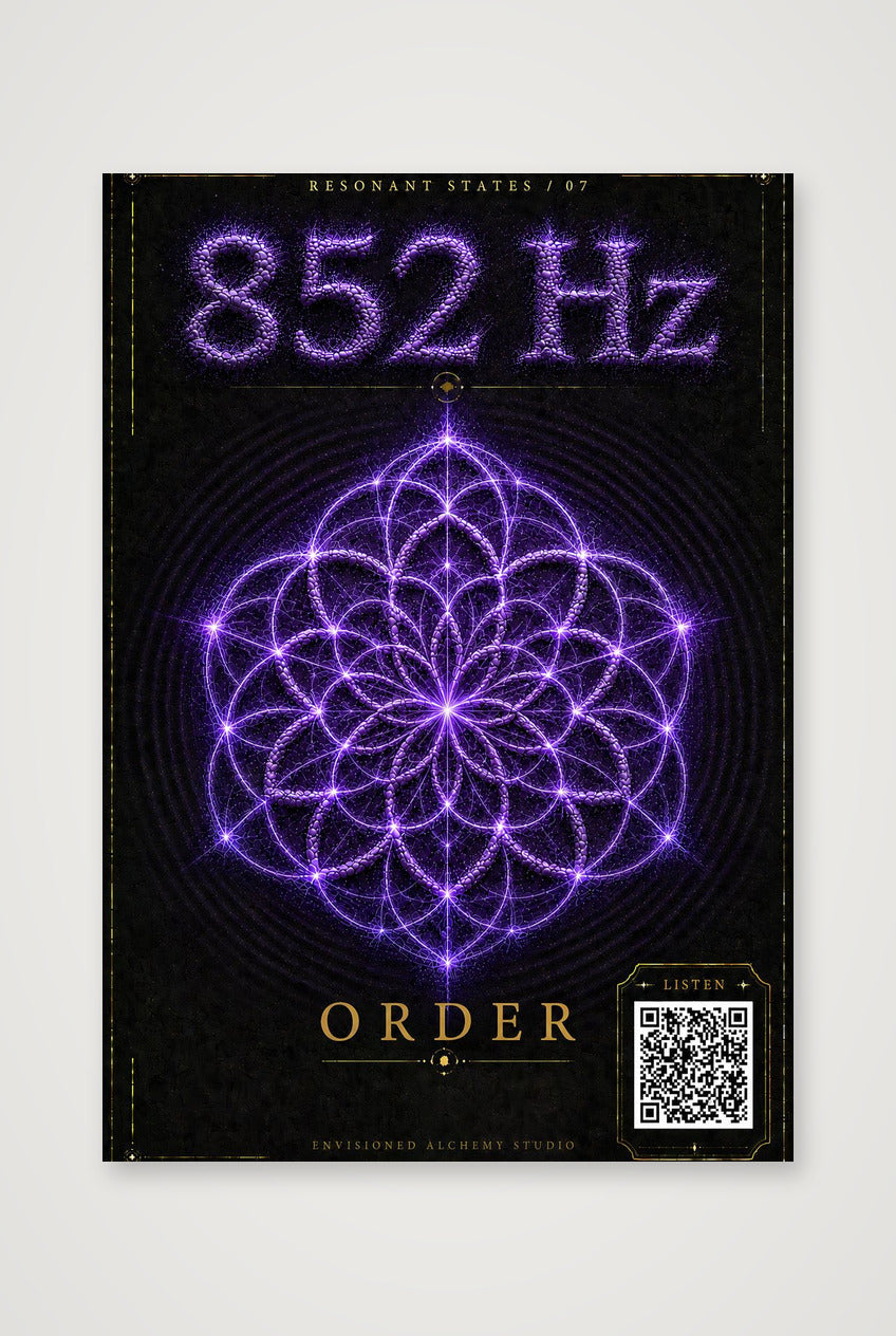 852 Hz Resonant States Frequency Cymatic Fine Art Print — 70×100cm, 28×39" Print only