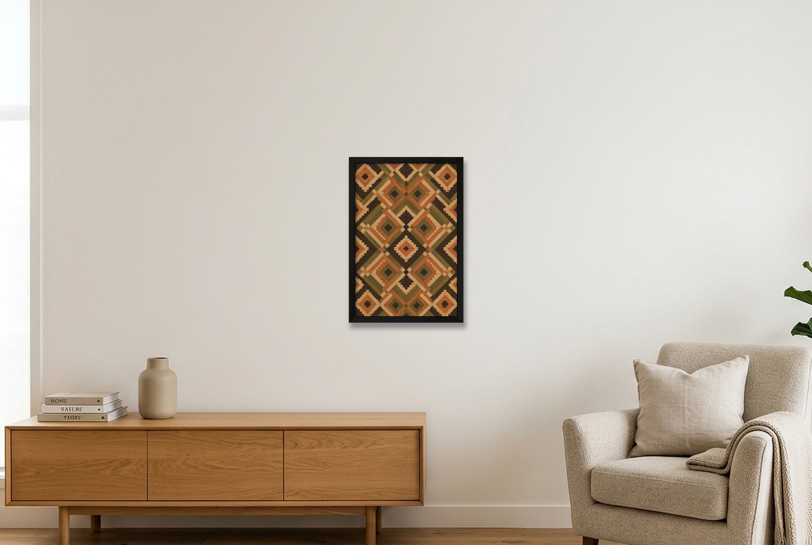 Earth Diamond Heritage Weave — 30×45cm, 12×18" Black Frame