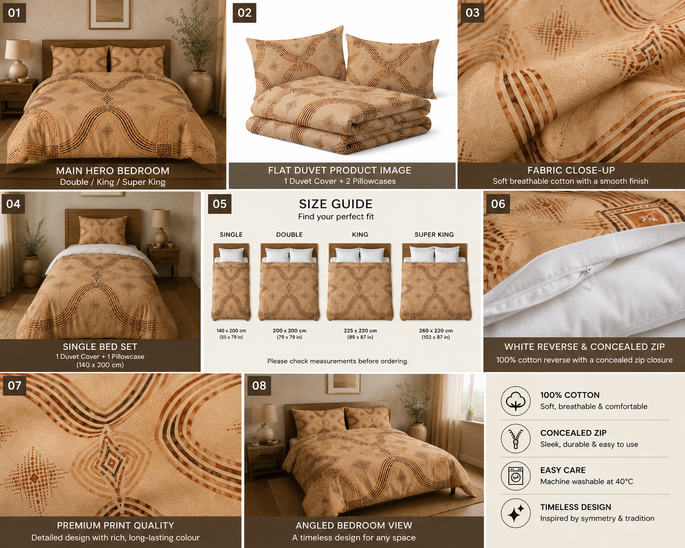 Zebra Rhythm Terracotta Junction — Duvet Cover