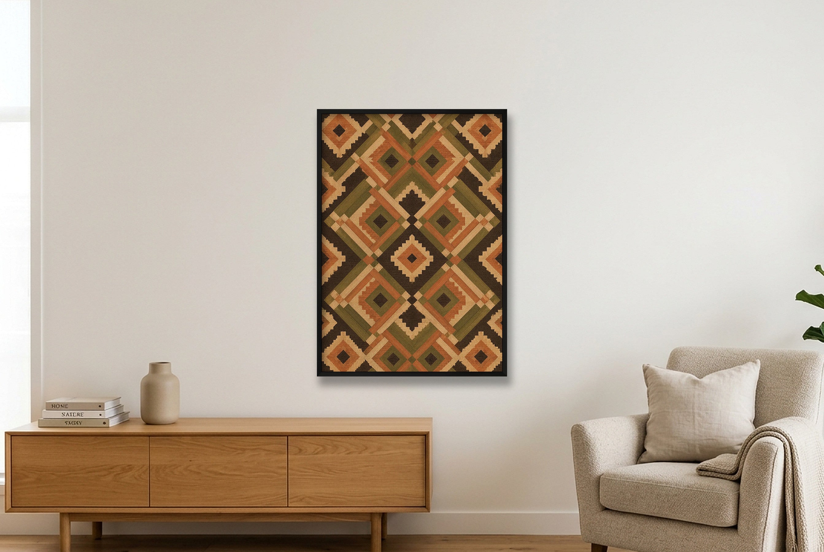 Earth Diamond Heritage Weave — 70×100cm, 28×39" Black Frame