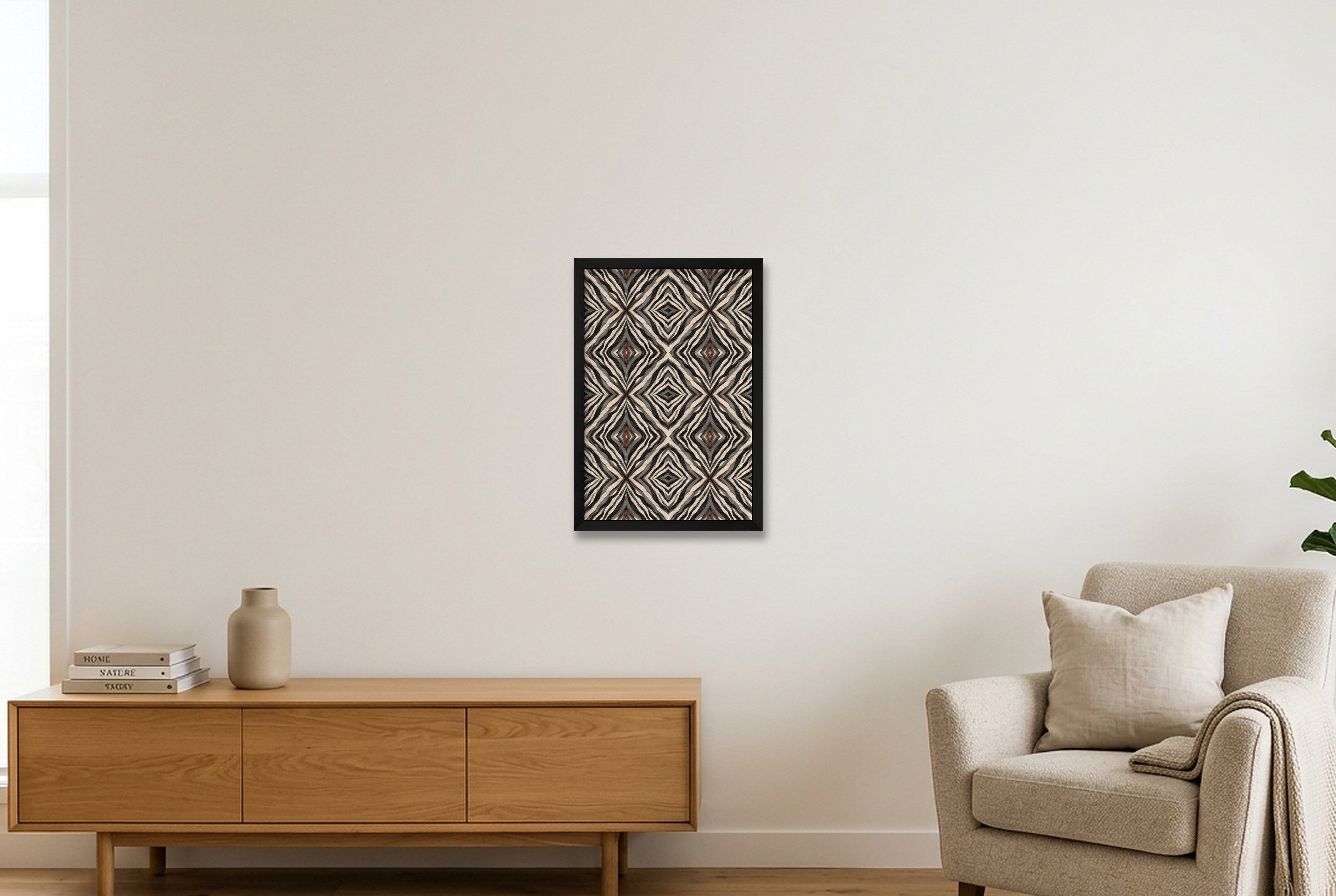 Zebra Stripes Animal Signal — 30×45cm, 12×18" Black Frame