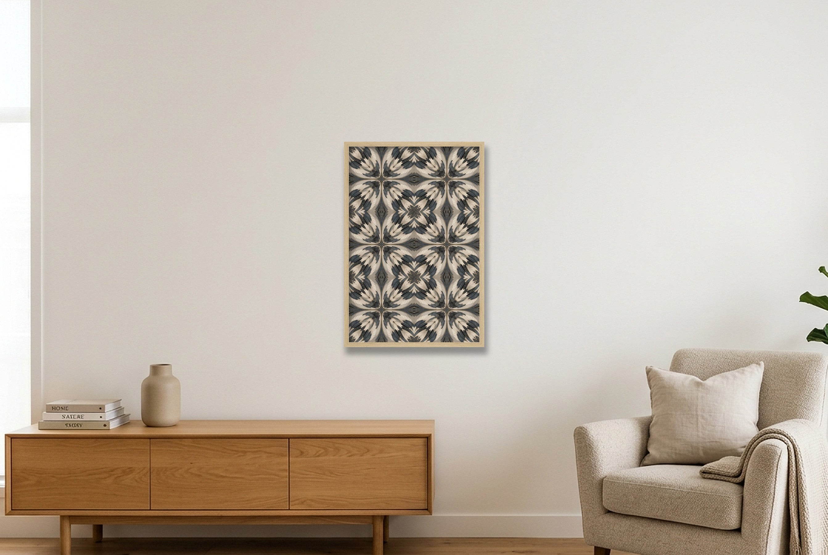 Crane Wing Animal Signal — 40×60cm, 16×24" Oak Frame