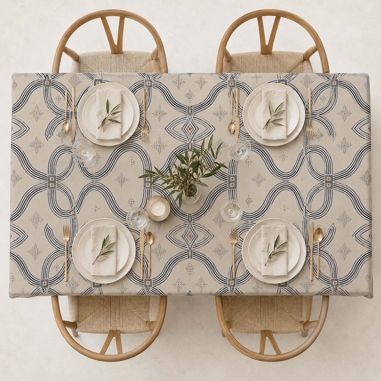 Zebra Rhythm – Indigo Weave – Tablecloth
