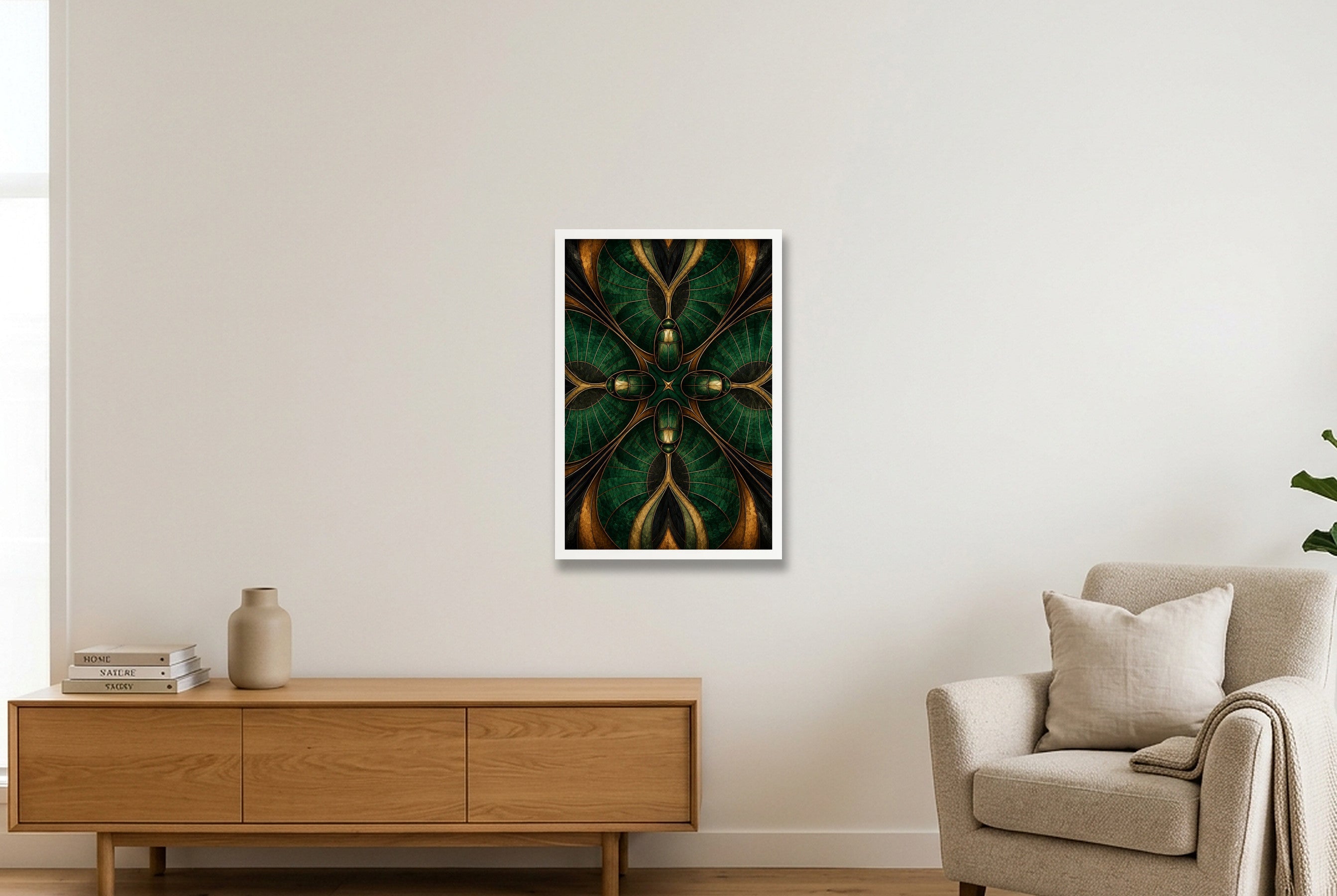 Scarab Shell Animal Signal — 40×60cm, 16×24" White Frame