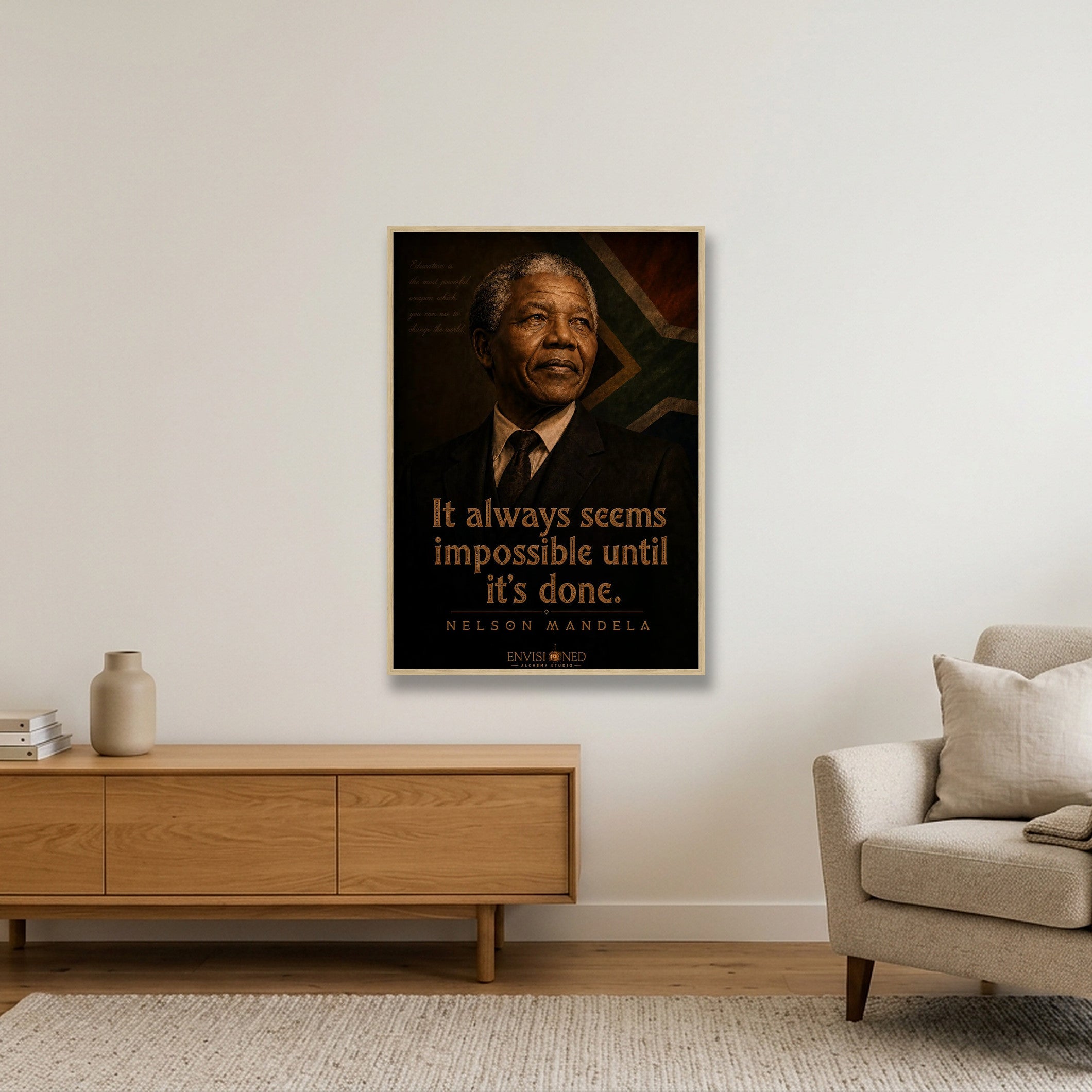 Nelson_mandela_Legacy_speaks — 70×100cm, 28×39" Oak Frame