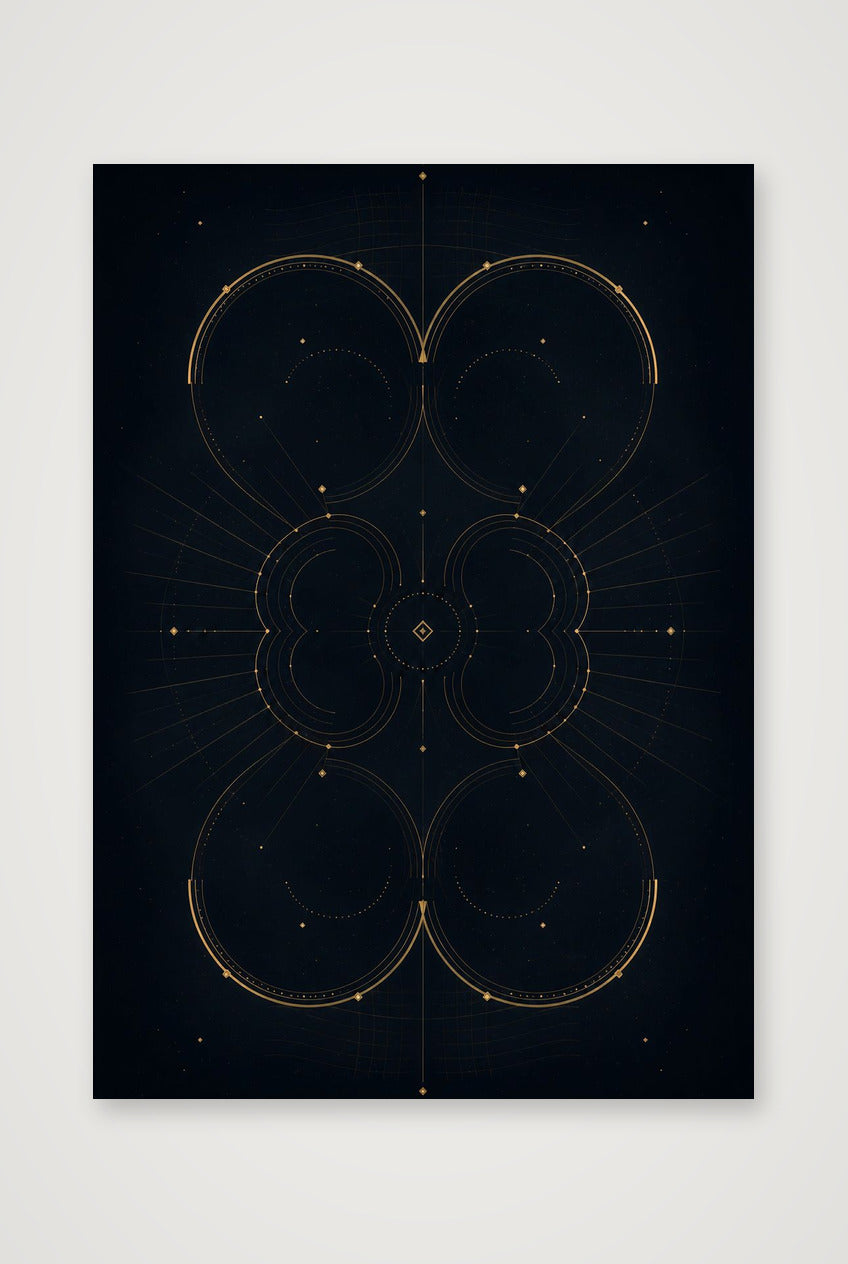 Black and Gold Celestial Wall Art, Abstract Orbital Giclée Print — Obsidian Orbit — A4 (21×30cm, 8×12") Print only