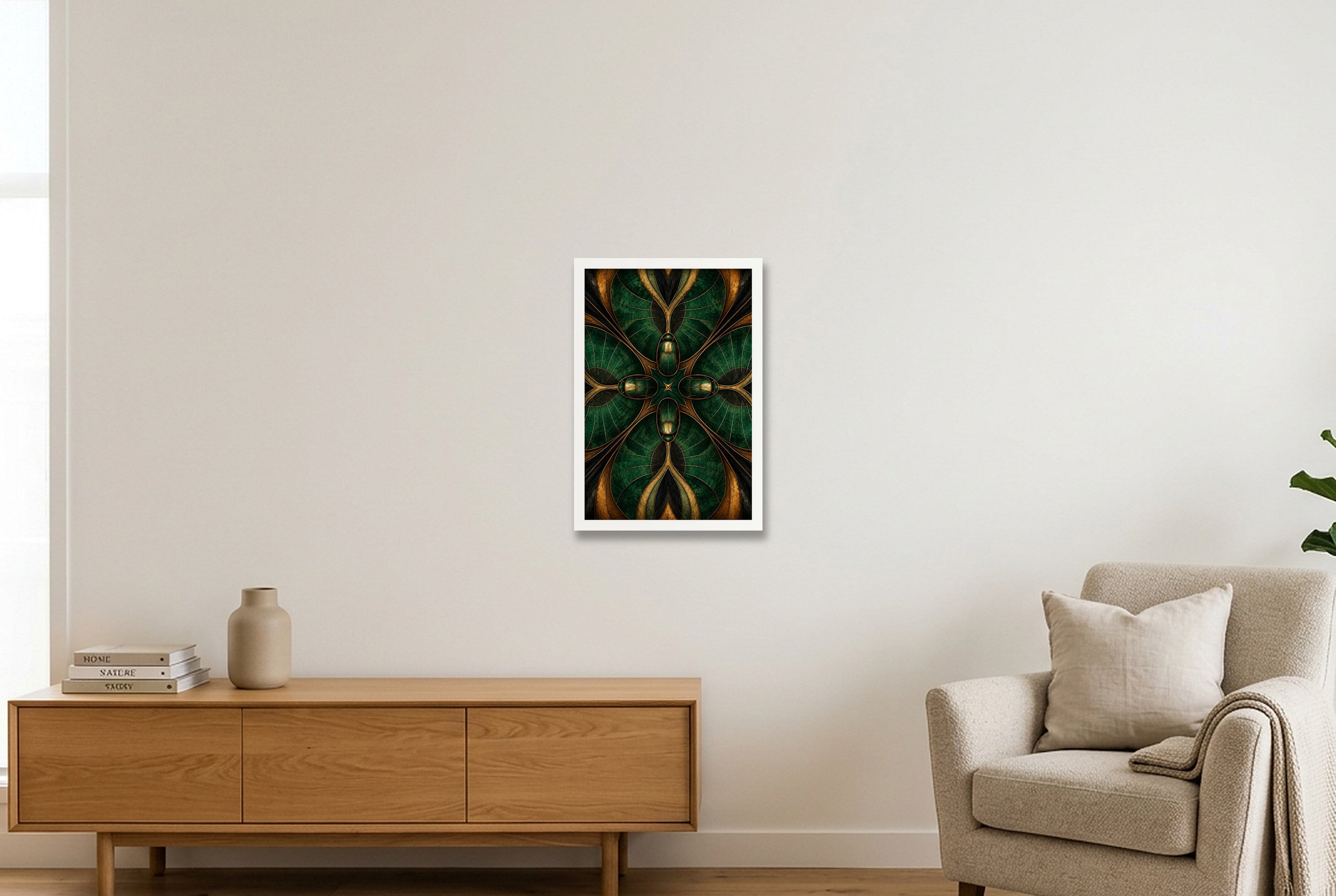 Scarab Shell Animal Signal — 30×45cm, 12×18" White Frame