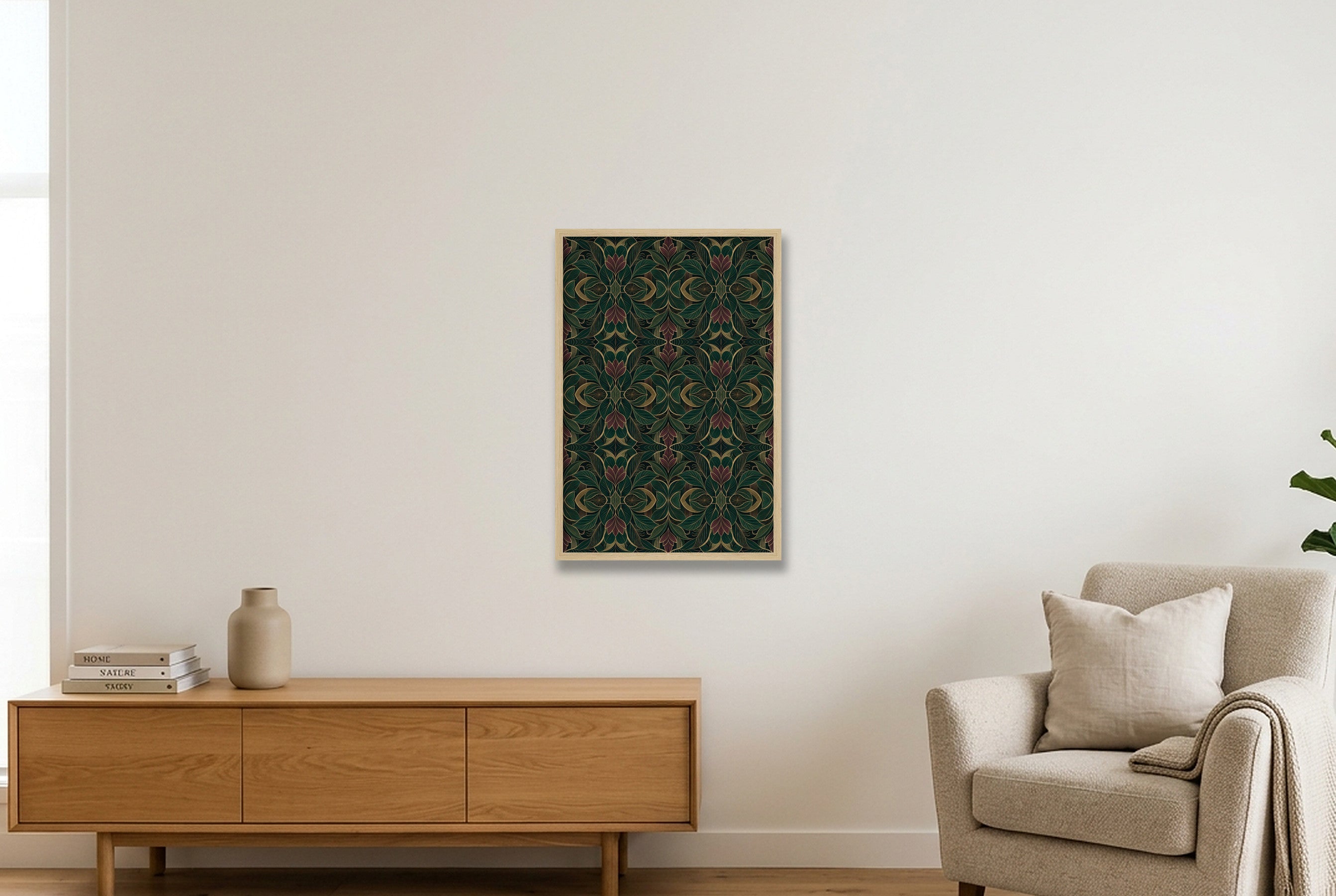 Emerald Plum Botanical Archive — 40×60cm, 16×24" Oak Frame
