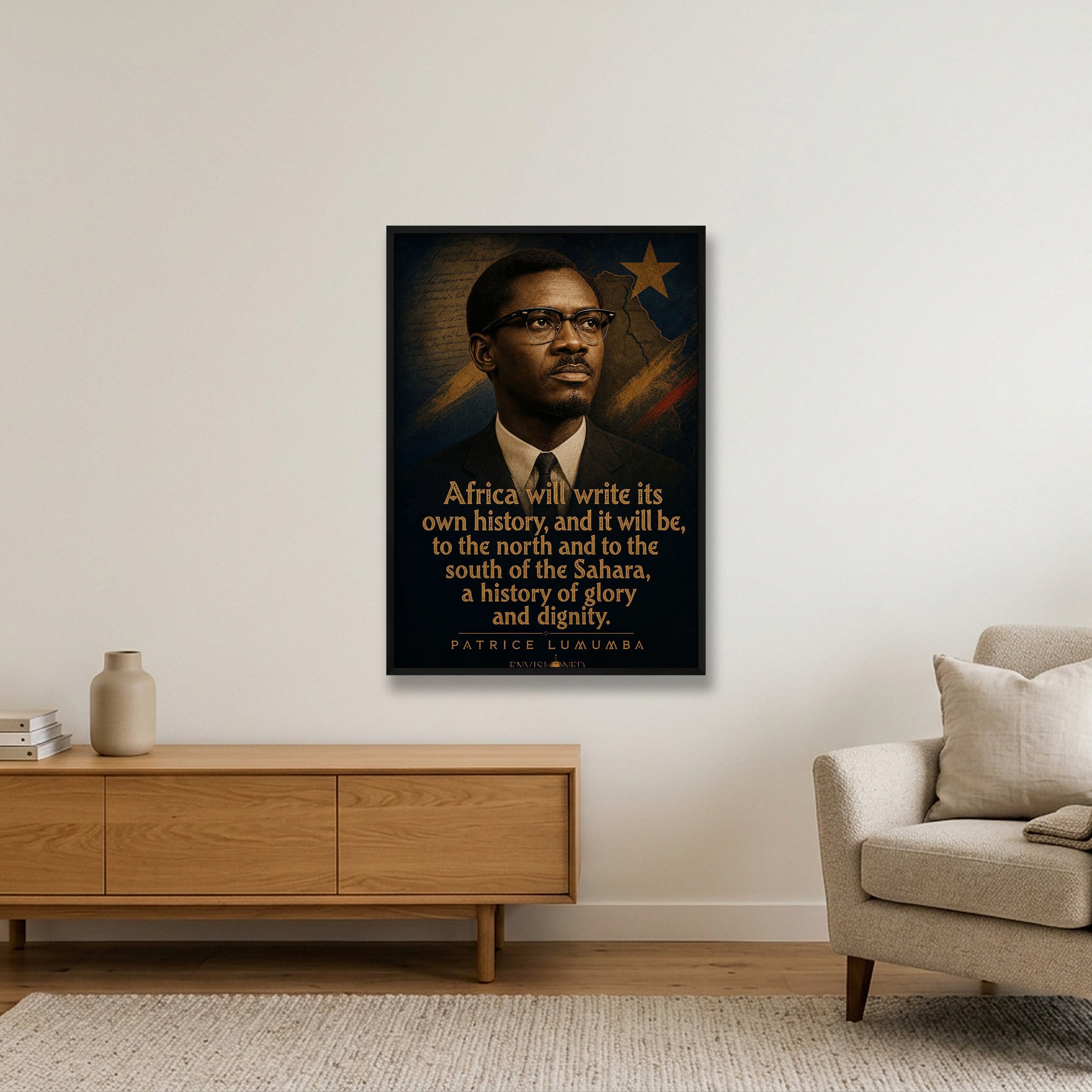 Patrice_Lumumba_Legacy_speaks — 70×100cm, 28×39" Black Frame