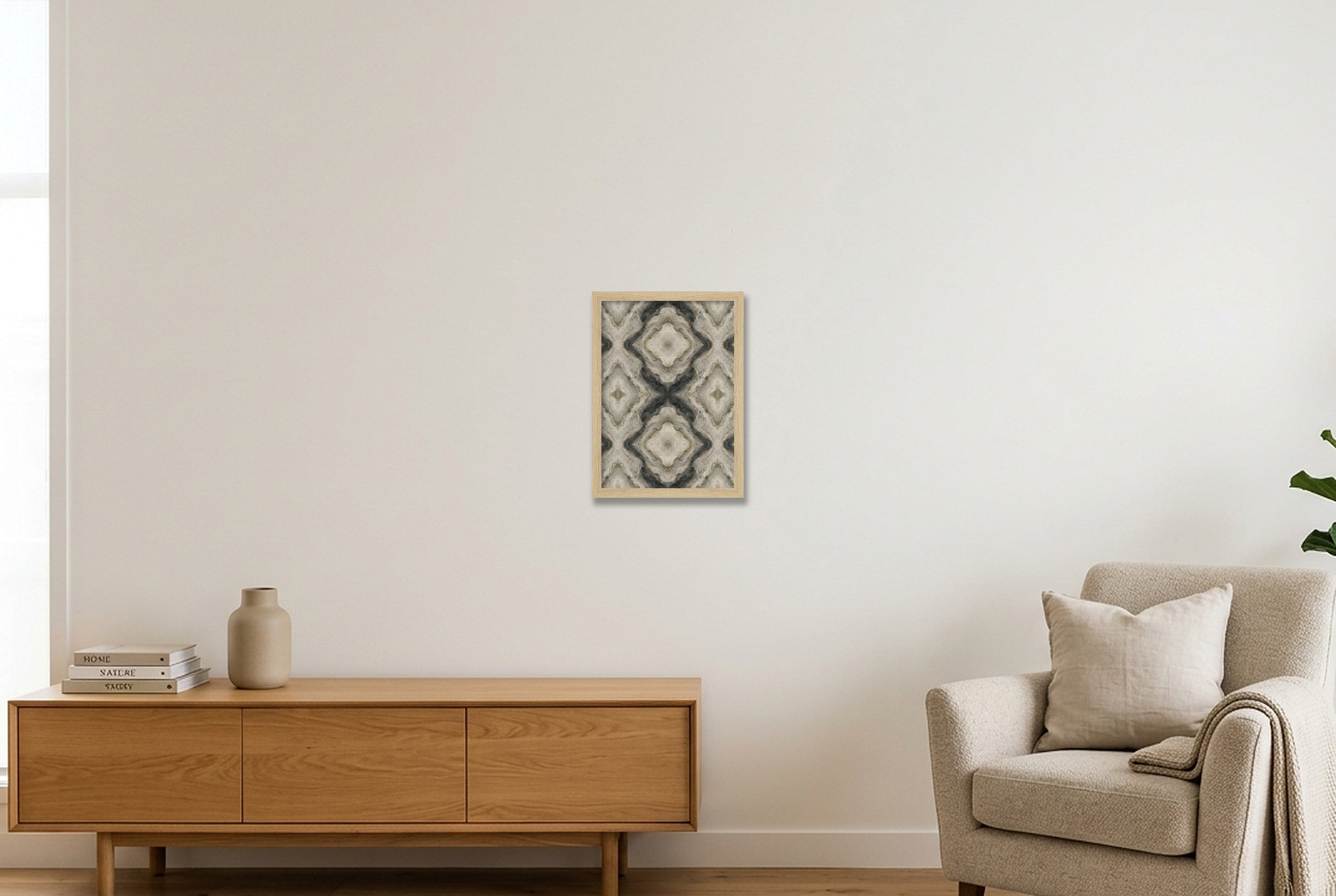 Sage Onyx Marble Water and Mineral — A4 (21×30cm, 8×12") Oak Frame