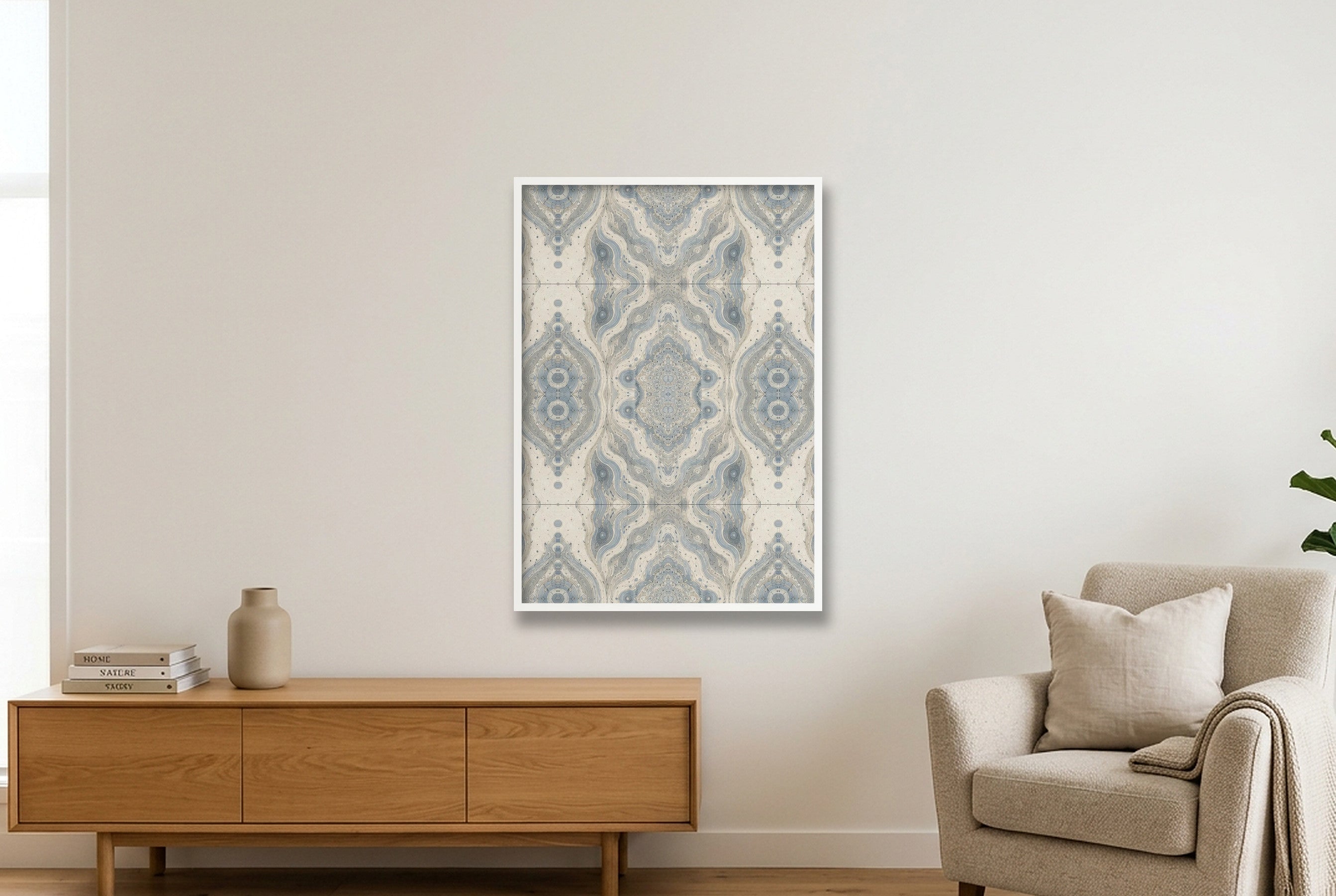 Cool Mist Marble Water and Mineral — 70×100cm, 28×39" White Frame
