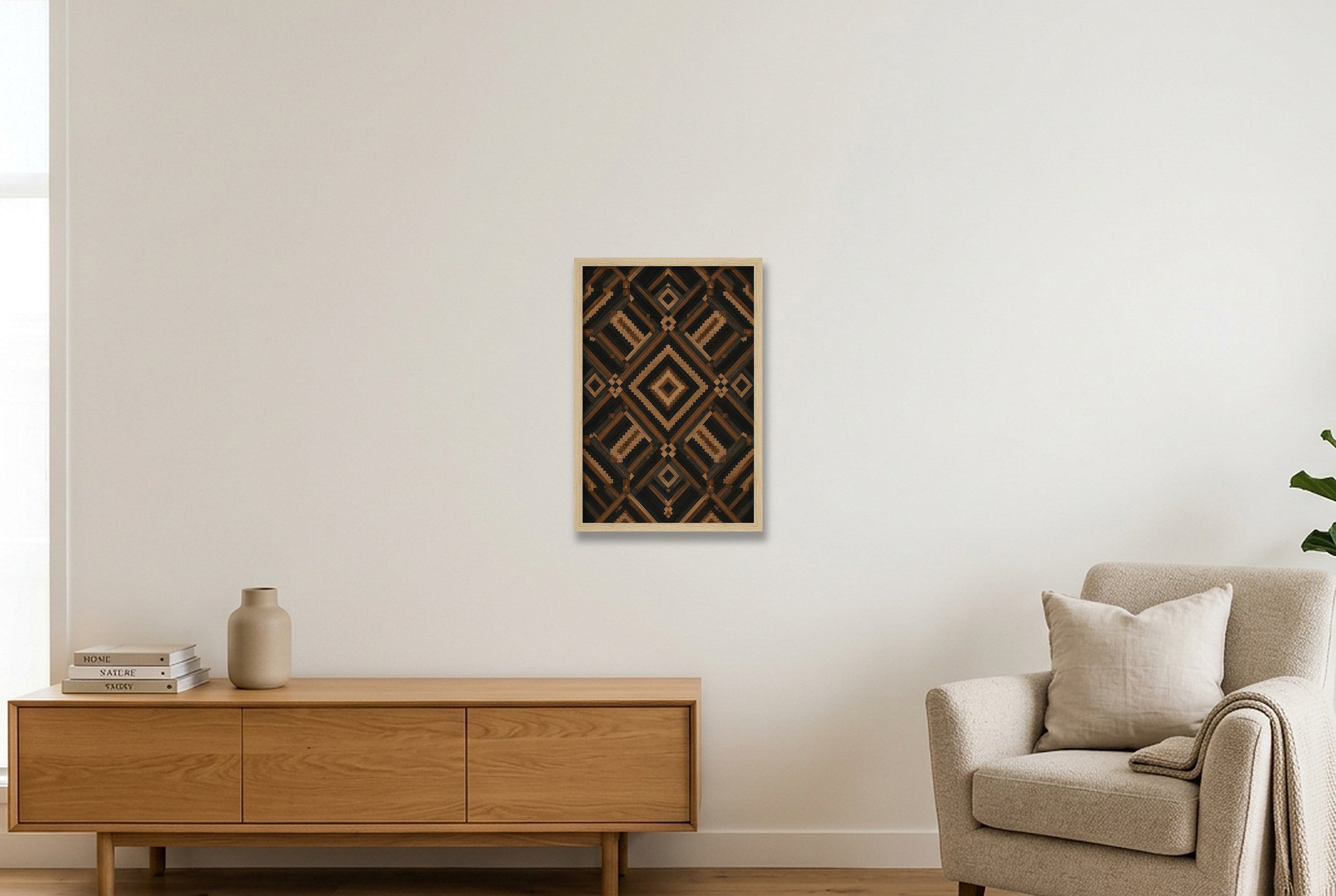 Night Kuba Heritage Weave — 30×45cm, 12×18" Oak Frame