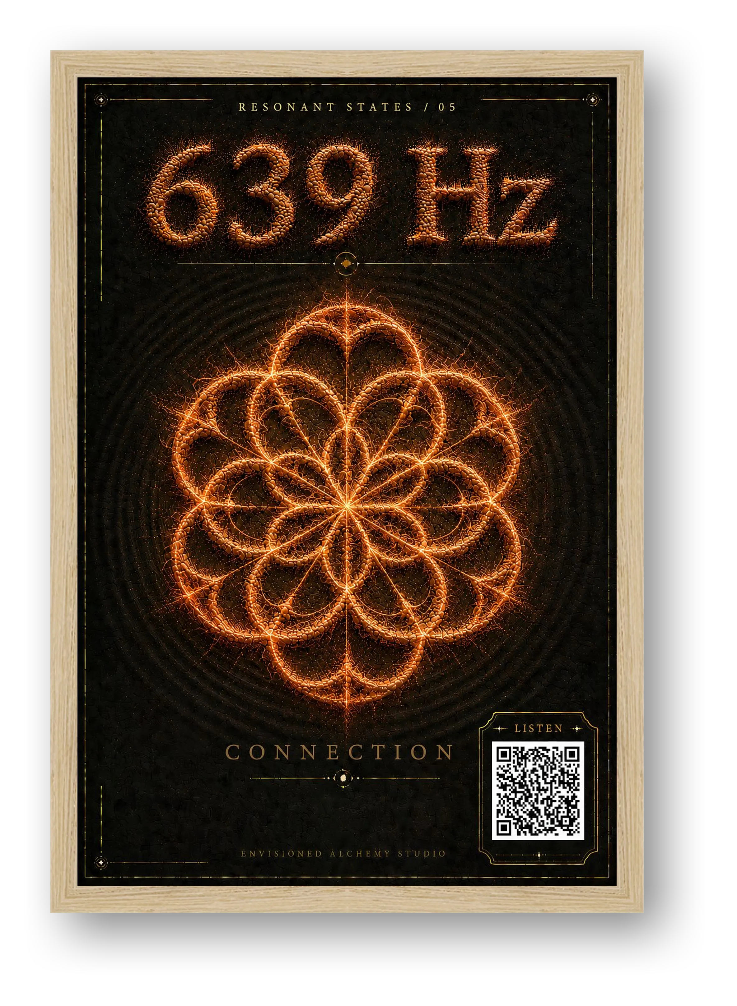 639 Hz Resonant States Frequency Cymatic Fine Art Print — framed
