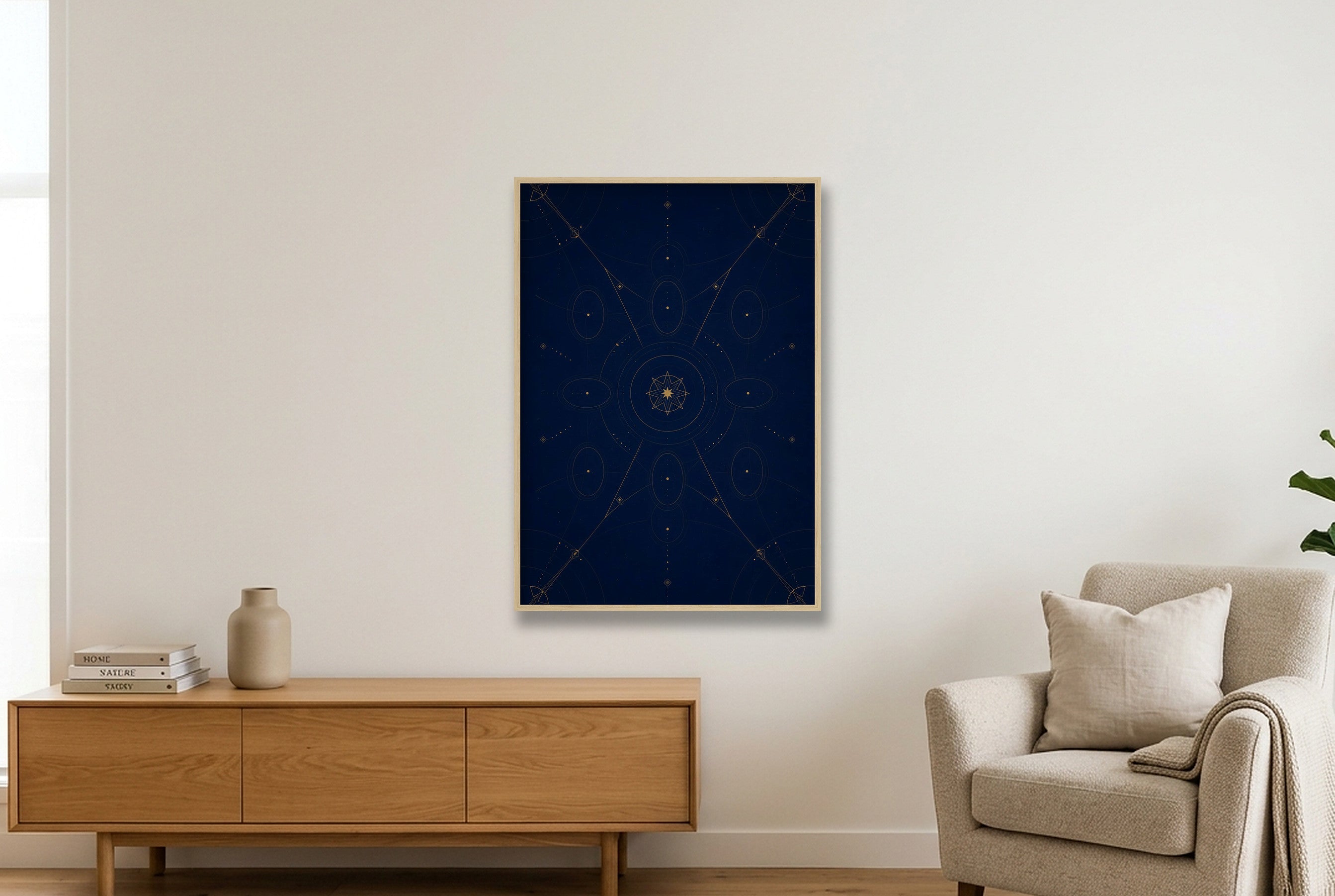 Star Gate Midnight Atlas — 70×100cm, 28×39" Oak Frame