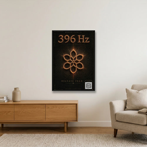 396 HZ Resonant States Frequency Cymatic — 70×100cm, 28×39" Black Frame