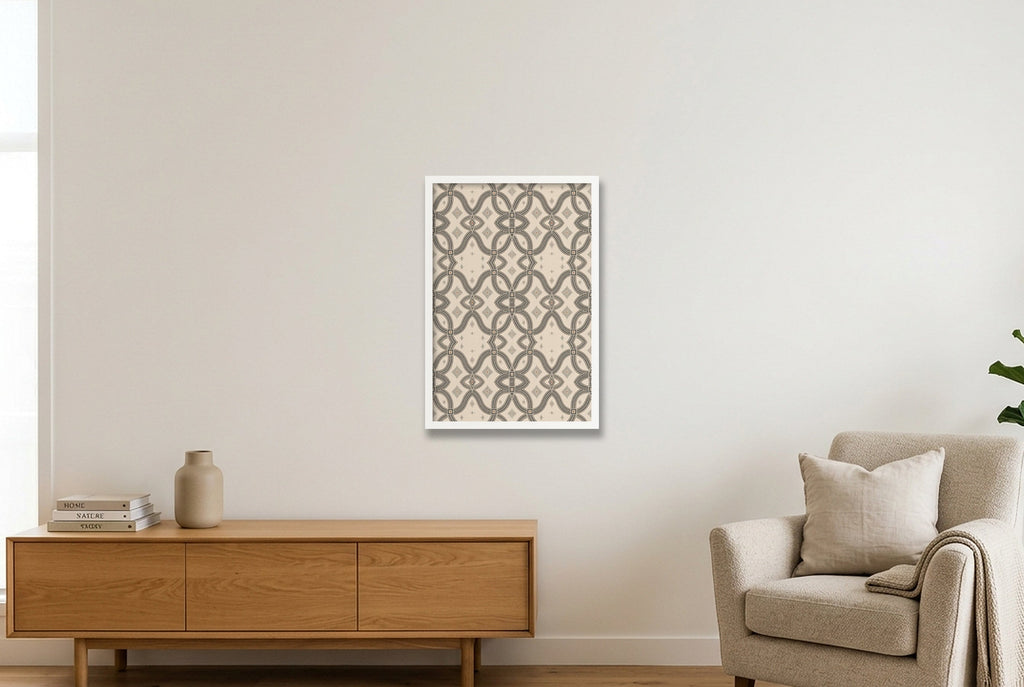 Zebra Rhythm Monochrome Loom — 40×60cm, 16×24" White Frame
