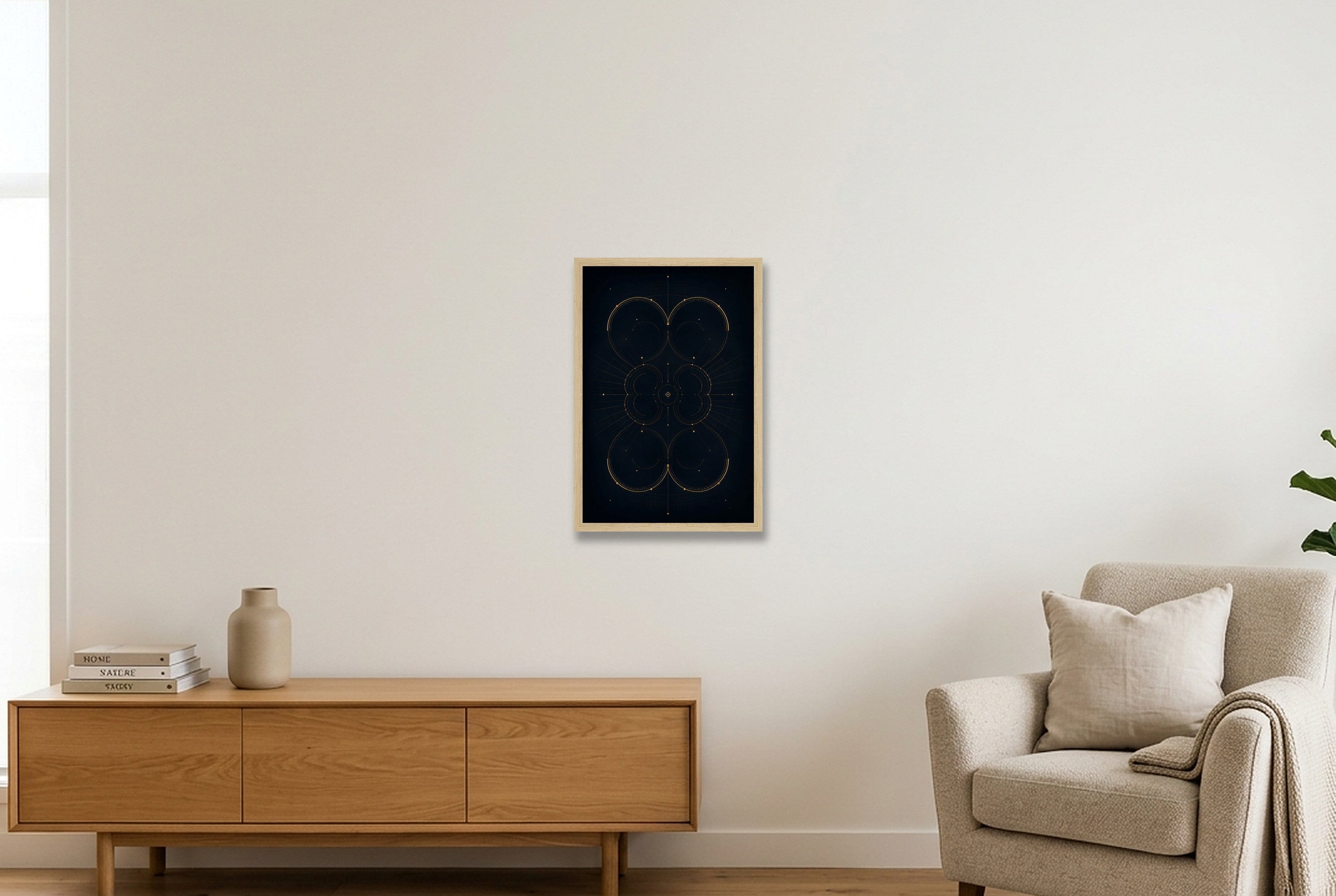 Obsidian Orbit Midnight Atlas — 30×45cm, 12×18" Oak Frame