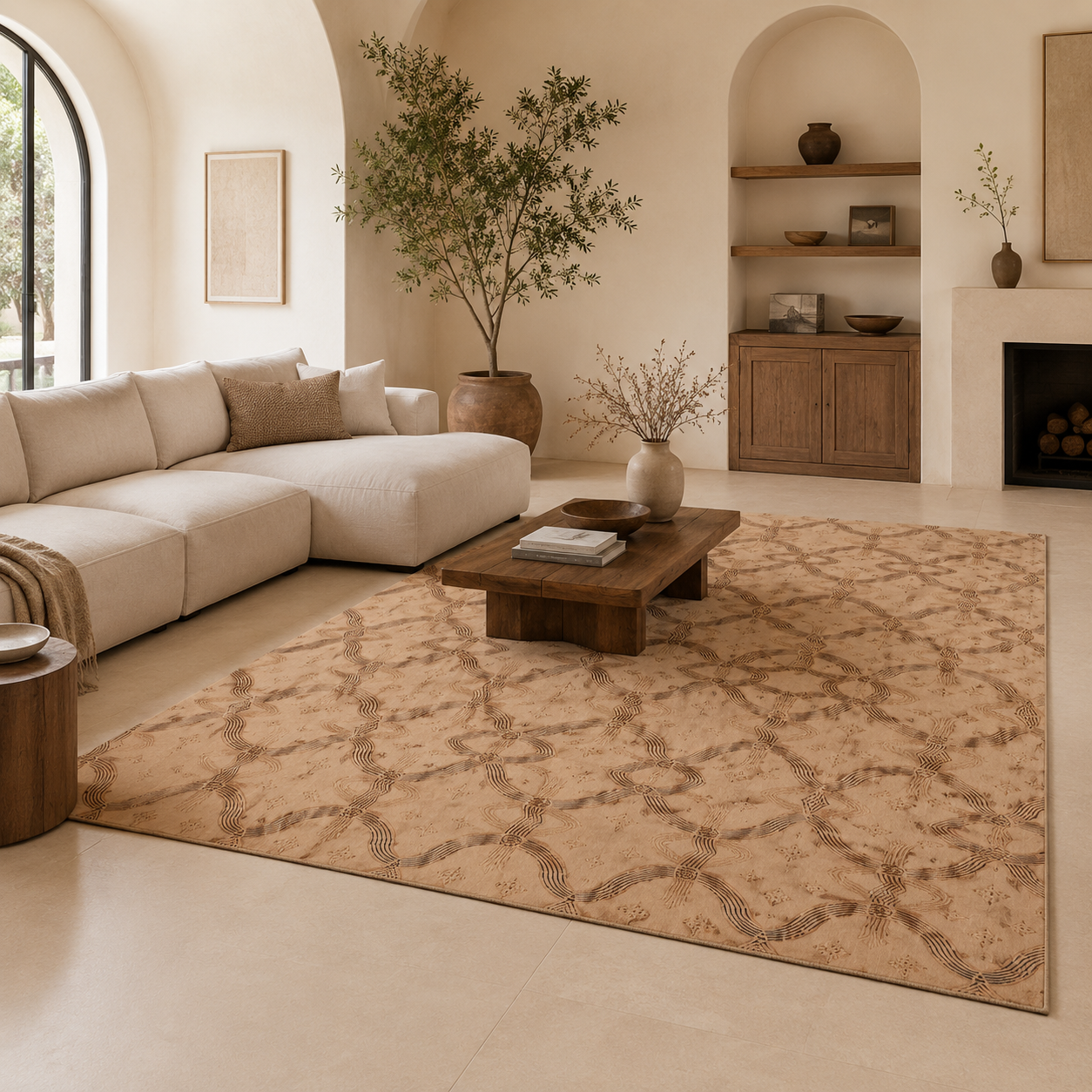 Zebra Rhythm – Terracotta Junction – Marbled Velvet Rug