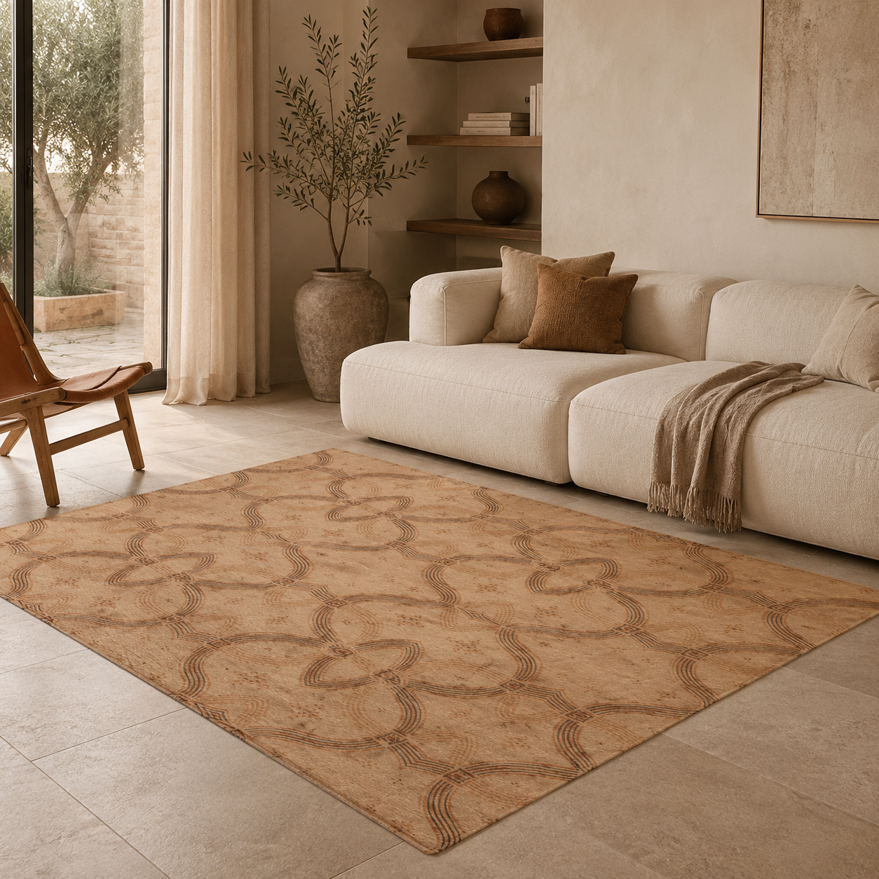 Zebra Rhythm – Terracotta Junction – Marbled Velvet Rug