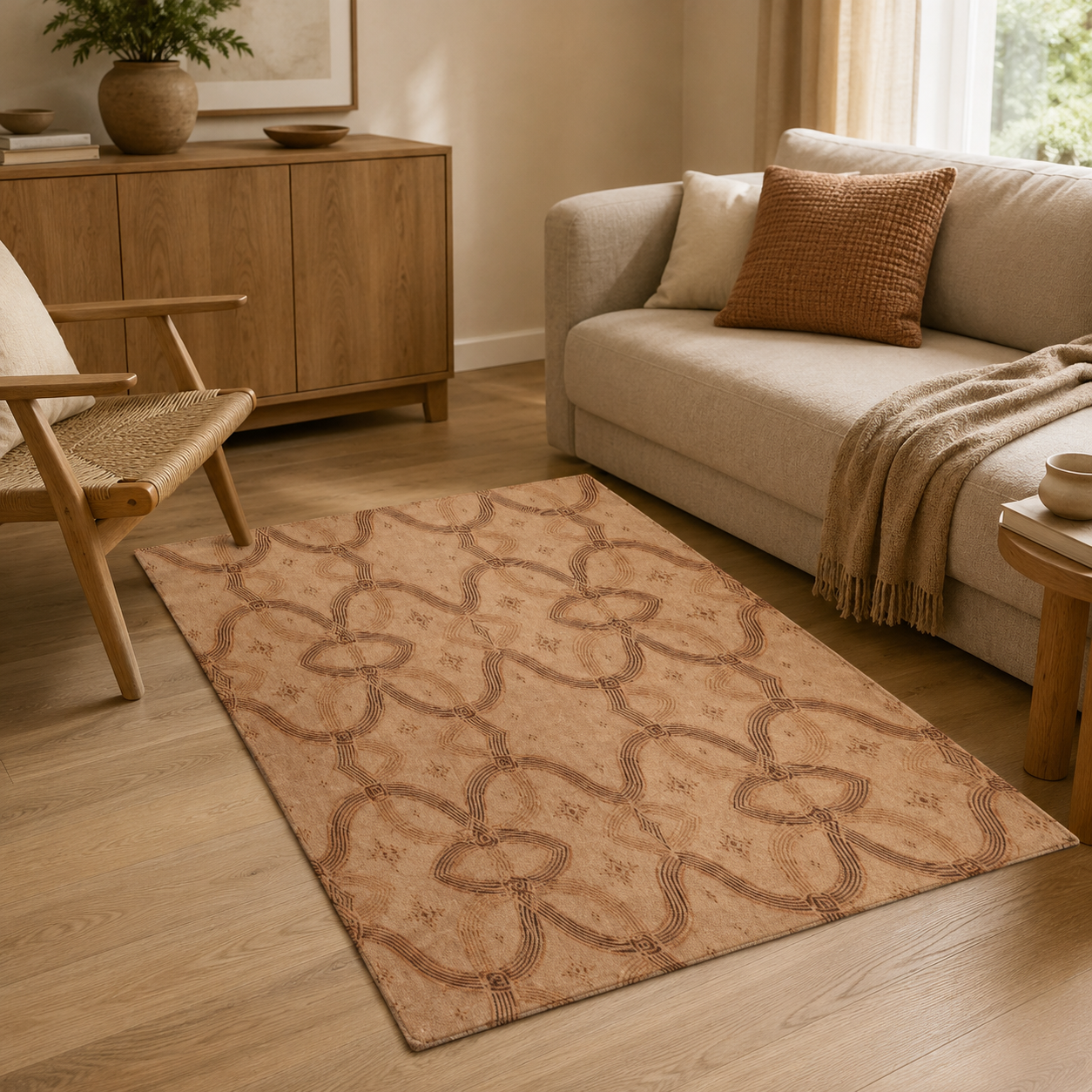 Zebra Rhythm – Terracotta Junction – Marbled Velvet Rug