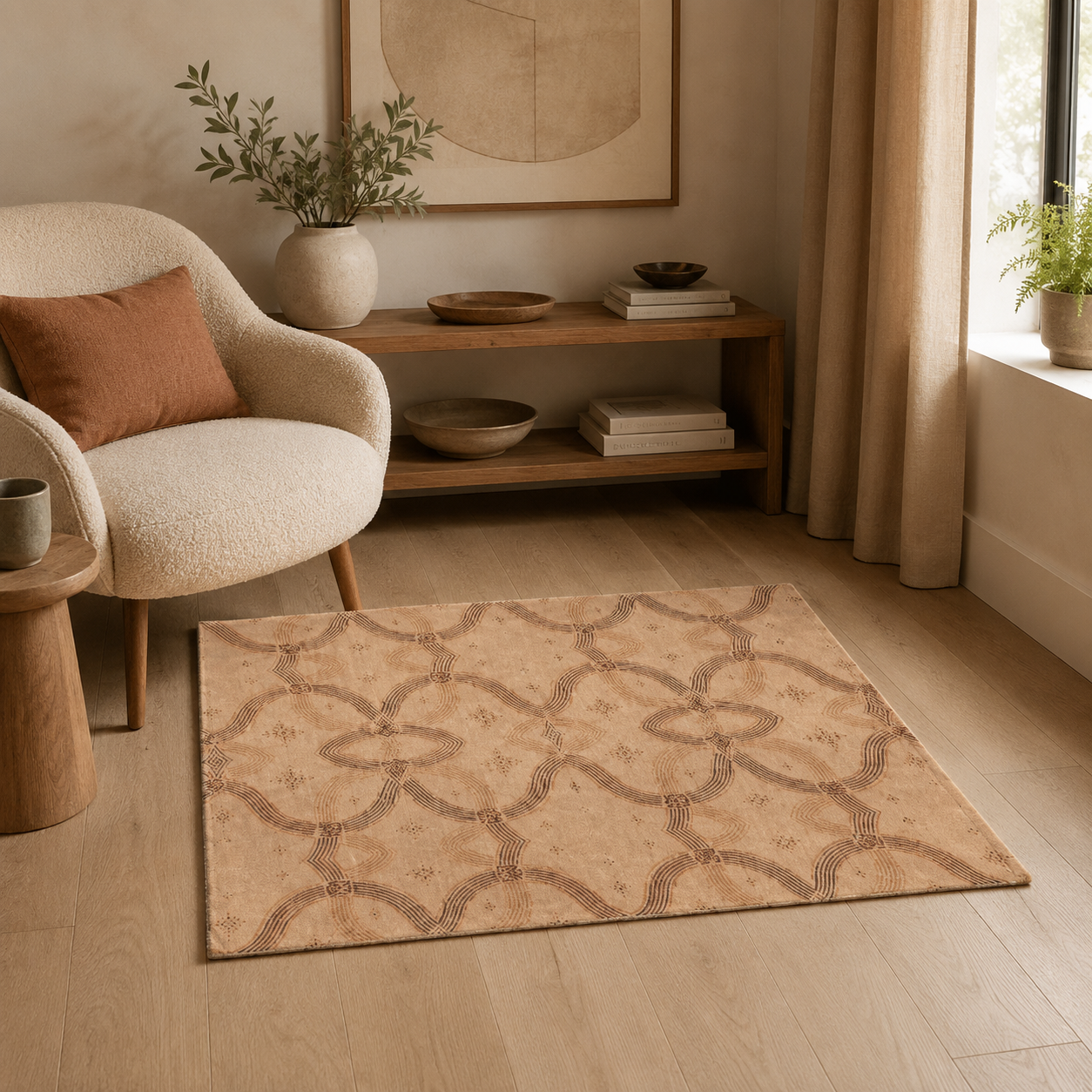 Zebra Rhythm – Terracotta Junction – Marbled Velvet Rug