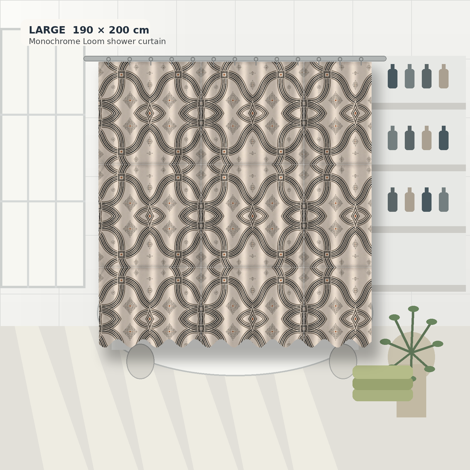 Zebra Rhythm – Monochrome Loom – Shower Curtain