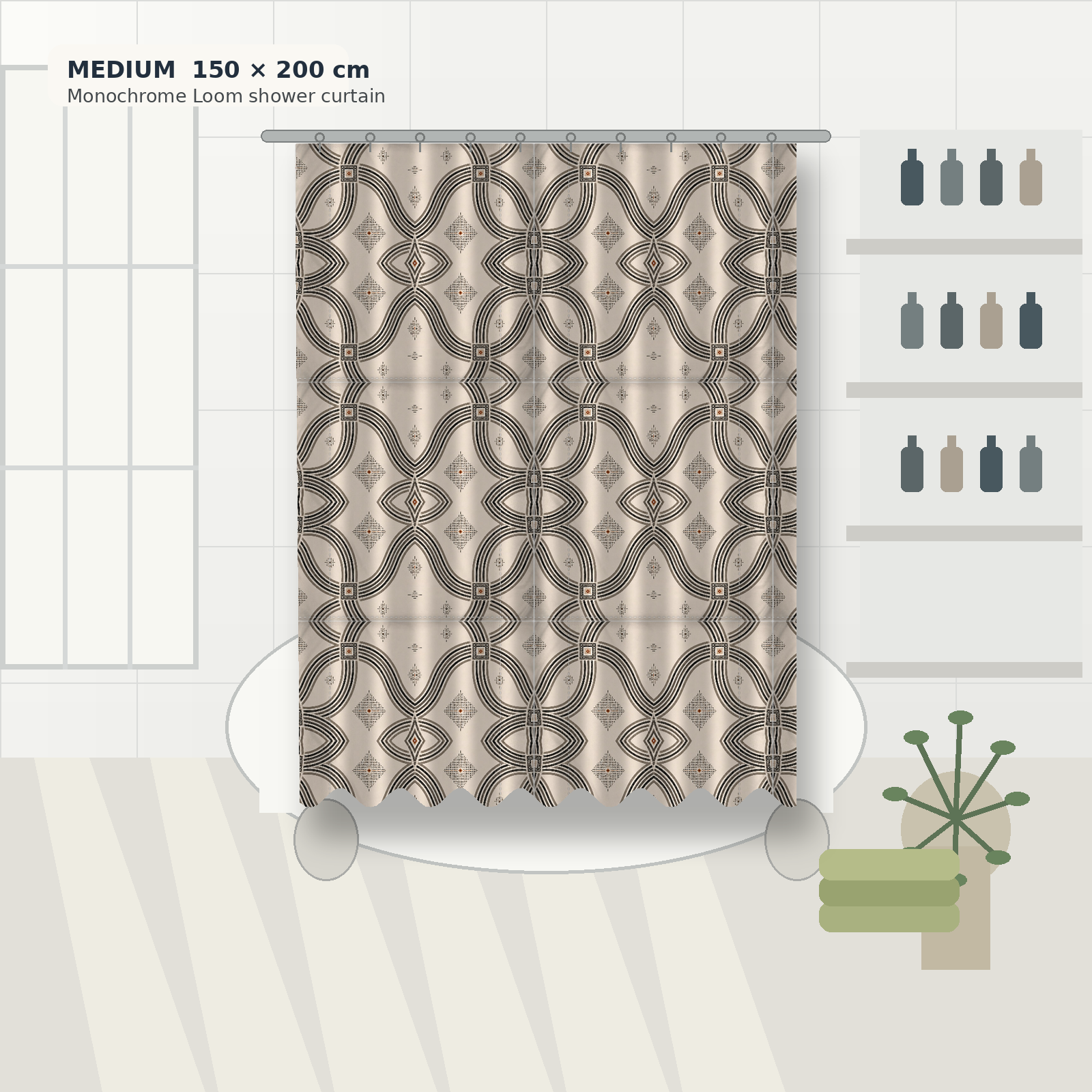 Zebra Rhythm – Monochrome Loom – Shower Curtain