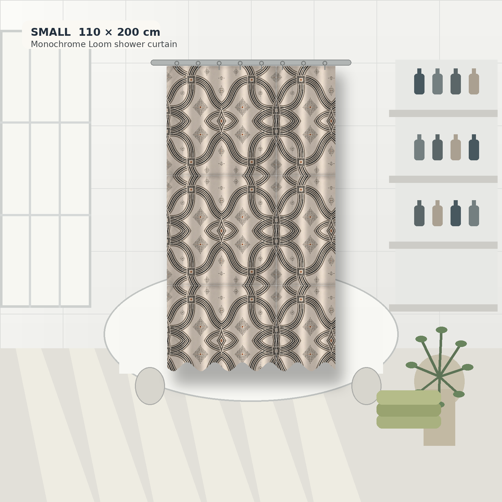 Zebra Rhythm – Monochrome Loom – Shower Curtain