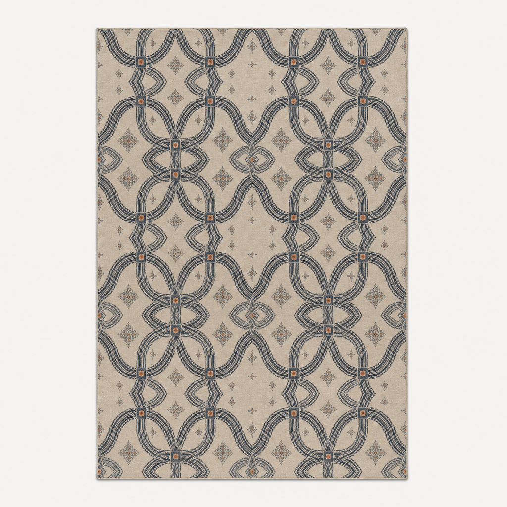 Zebra Rhythm Indigo Weave — Marbled Velvet Rug