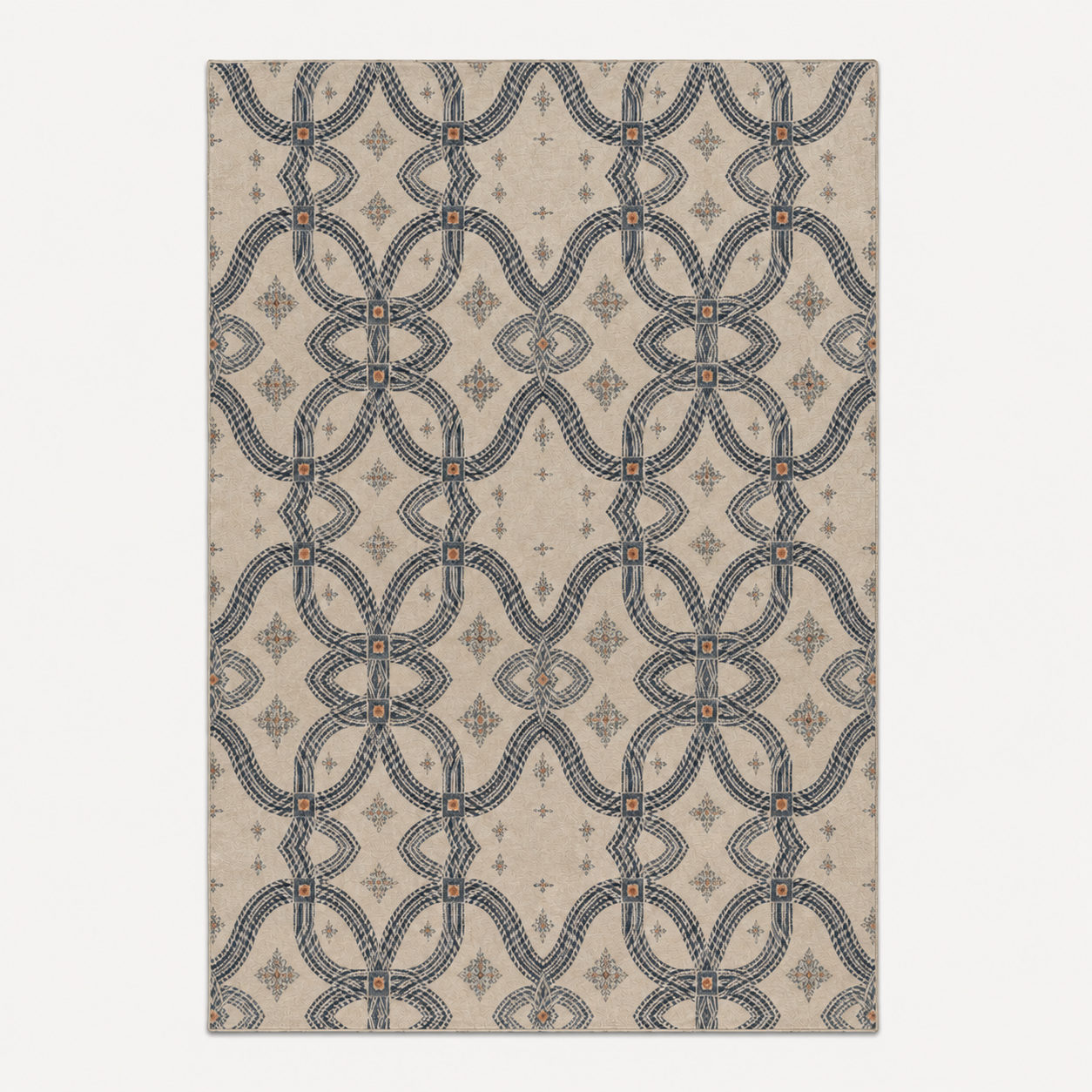 Zebra Rhythm Indigo Weave — Marbled Velvet Rug