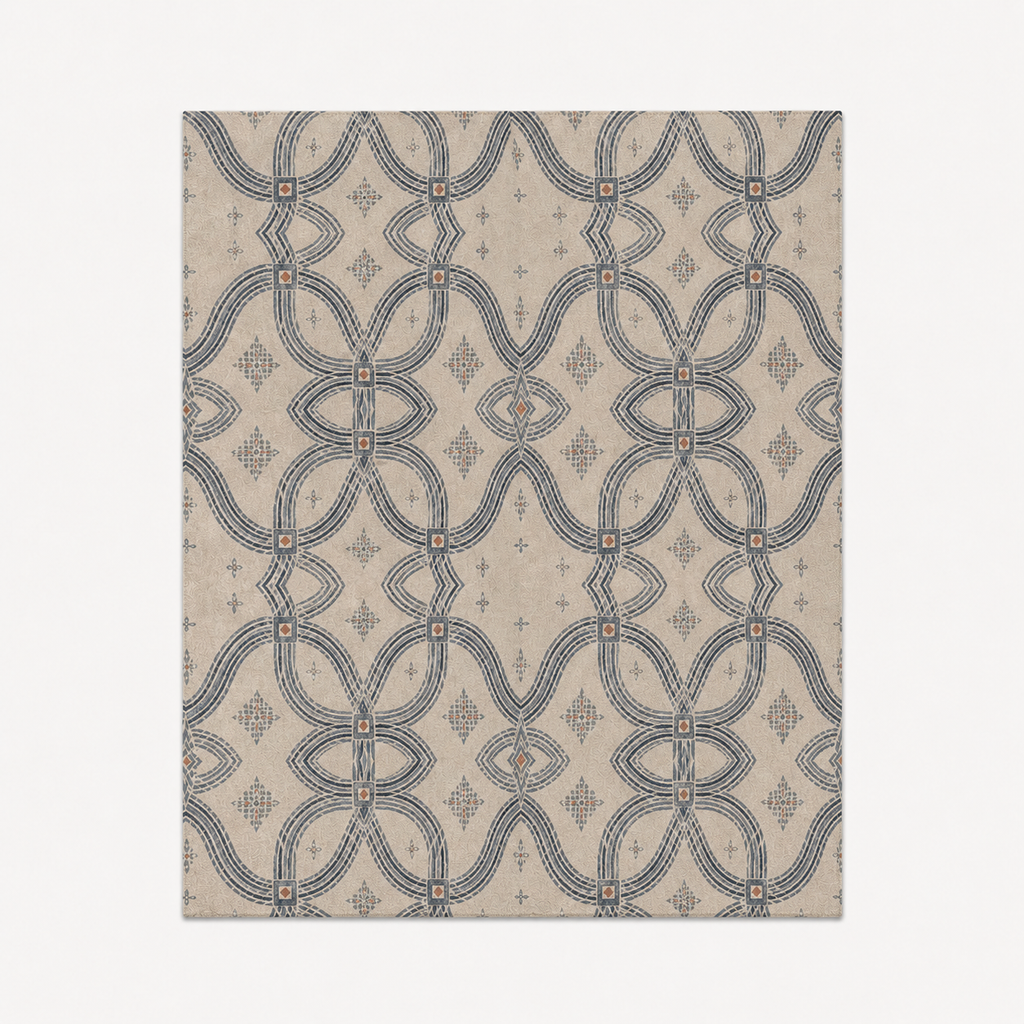 Zebra Rhythm Indigo Weave — Marbled Velvet Rug