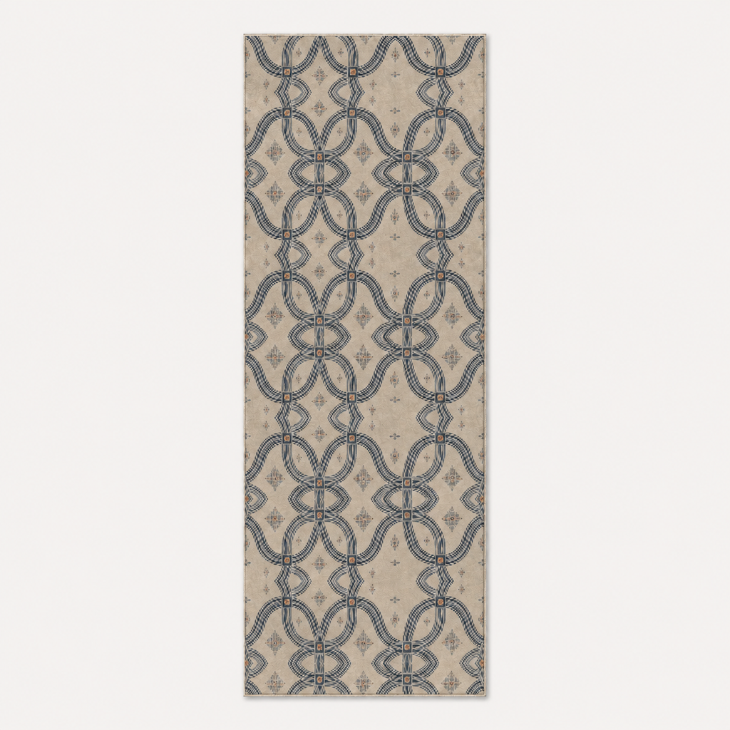 Zebra Rhythm Indigo Weave — Marbled Velvet Rug