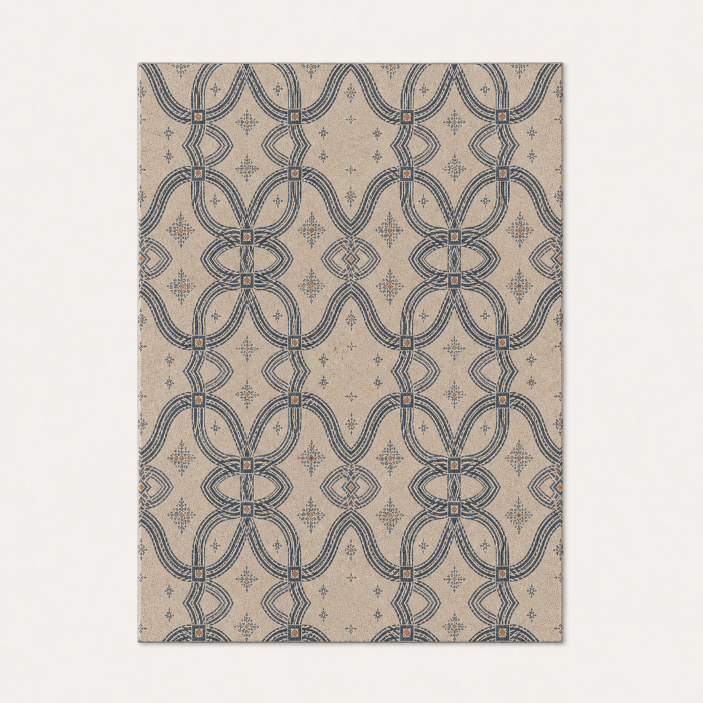 Zebra Rhythm Indigo Weave — Marbled Velvet Rug