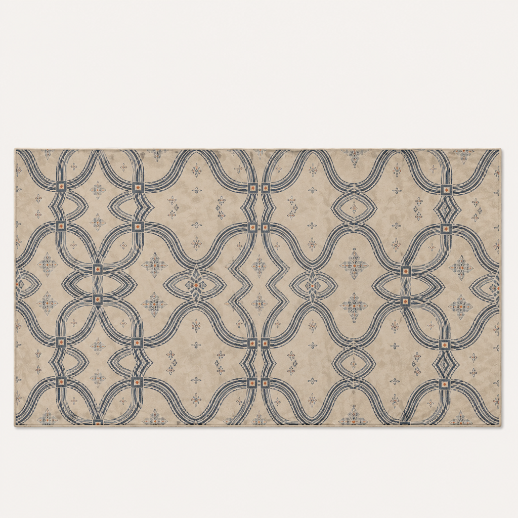 Zebra Rhythm Indigo Weave — Marbled Velvet Rug