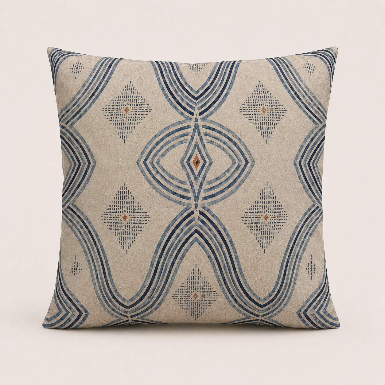 Zebra Rhythm – Indigo Weave – Velvet Cushion